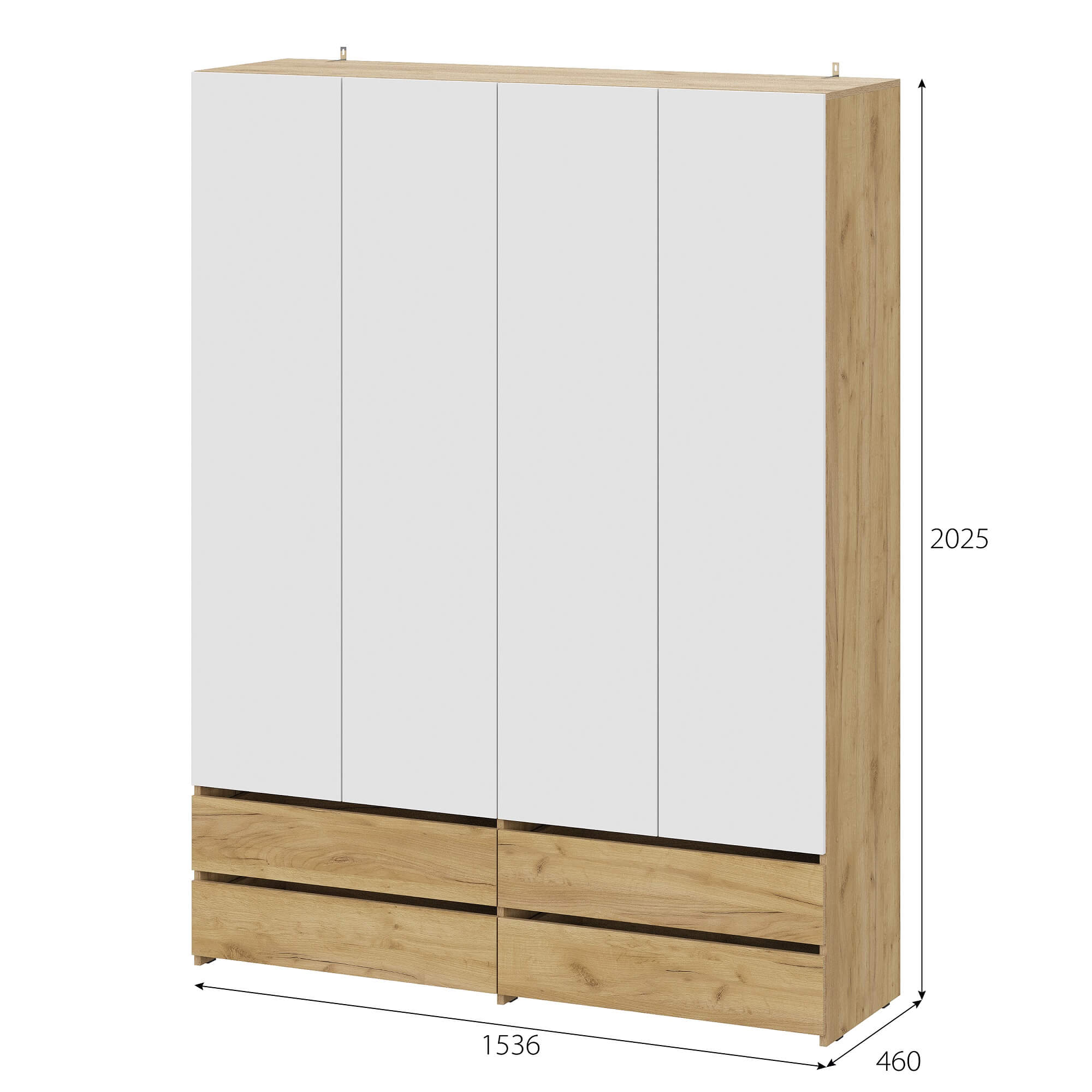 МС "Абрау" Шкаф четырехстворчатый (с ящиками) Дуб Золотой/Белый