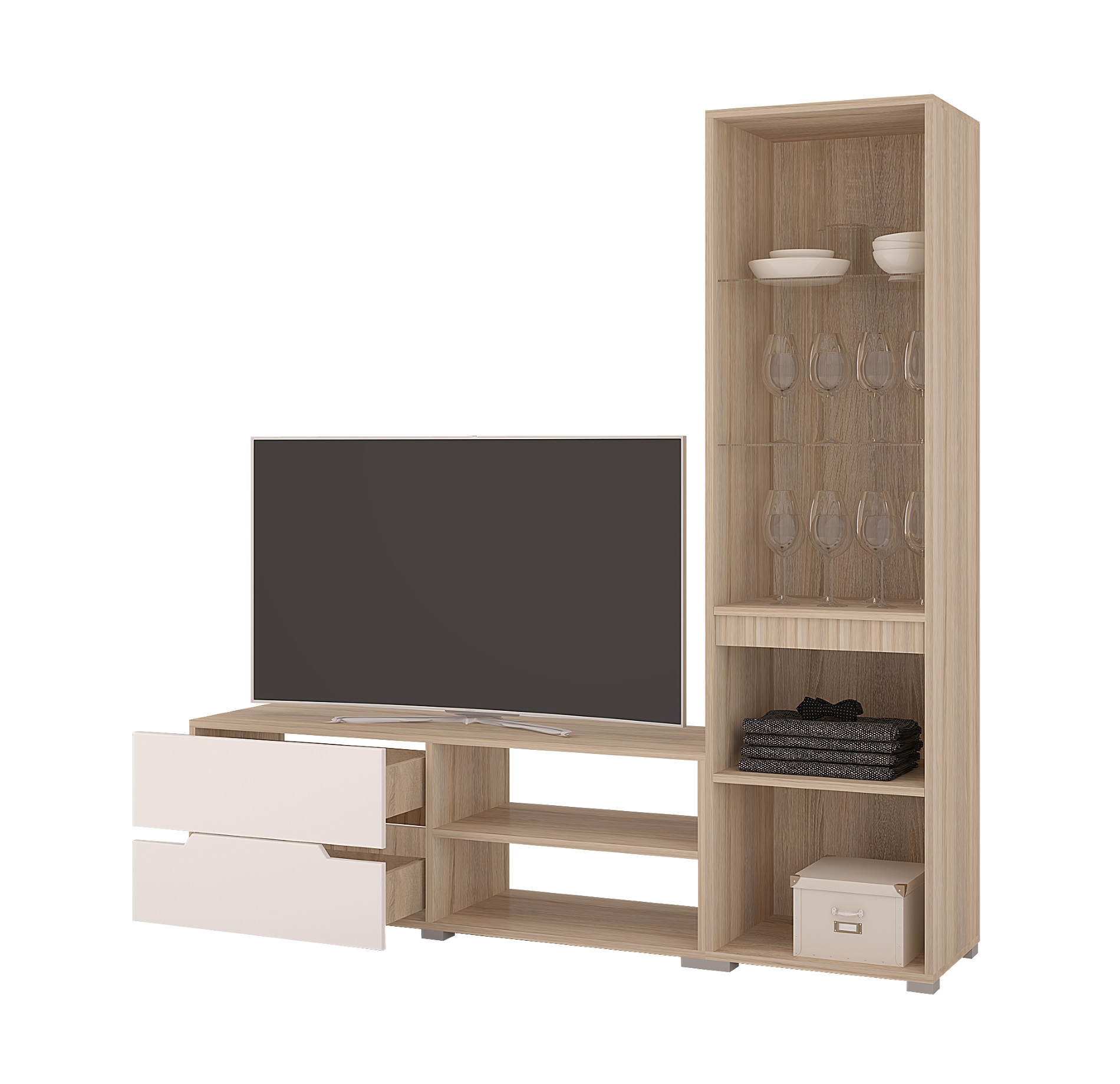 Гостиная Анталия-1 дуб сонома/белый софт