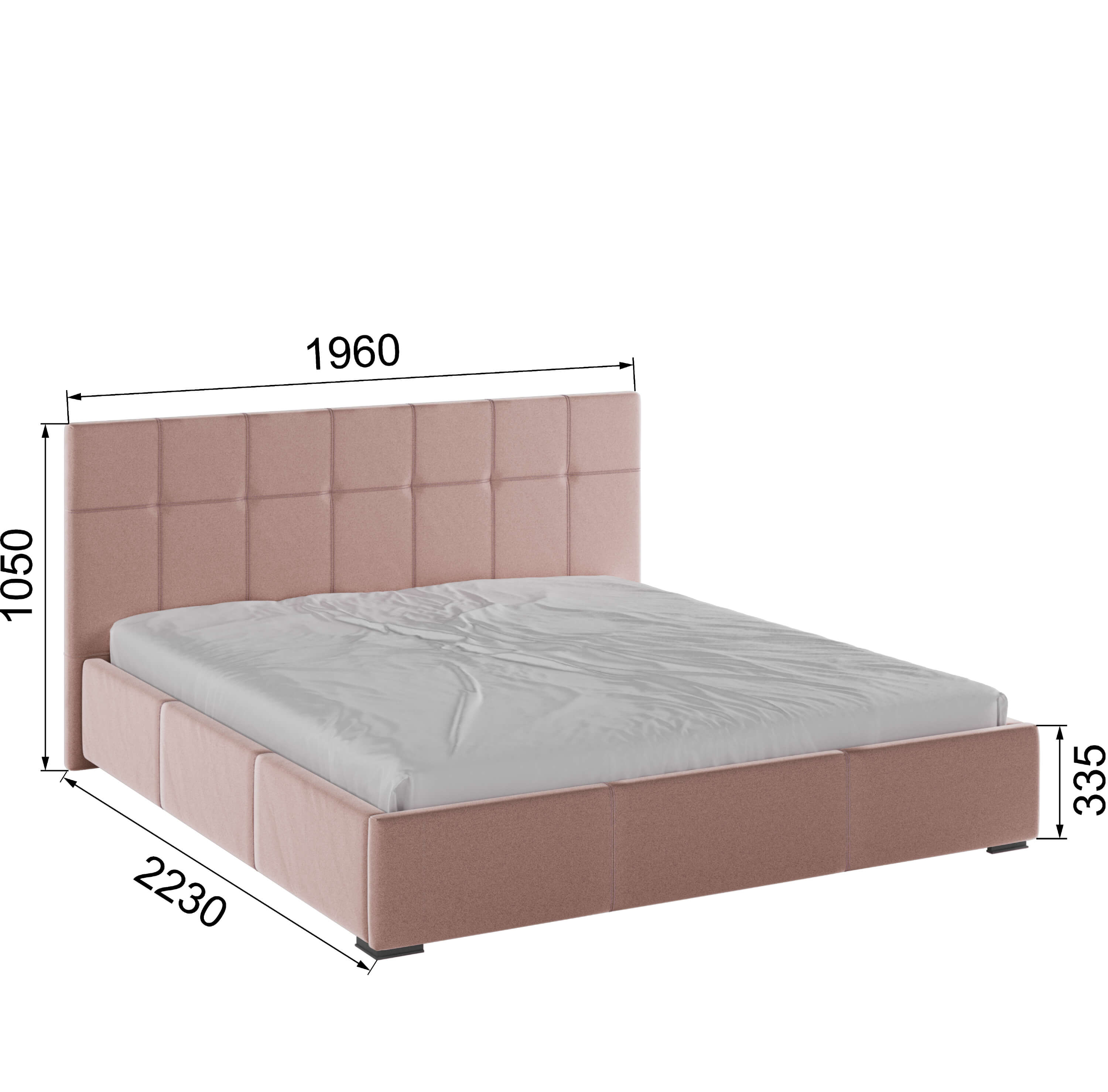 Корпус Рио интерьерной кровати (1,8м) пыльная роза квадрат