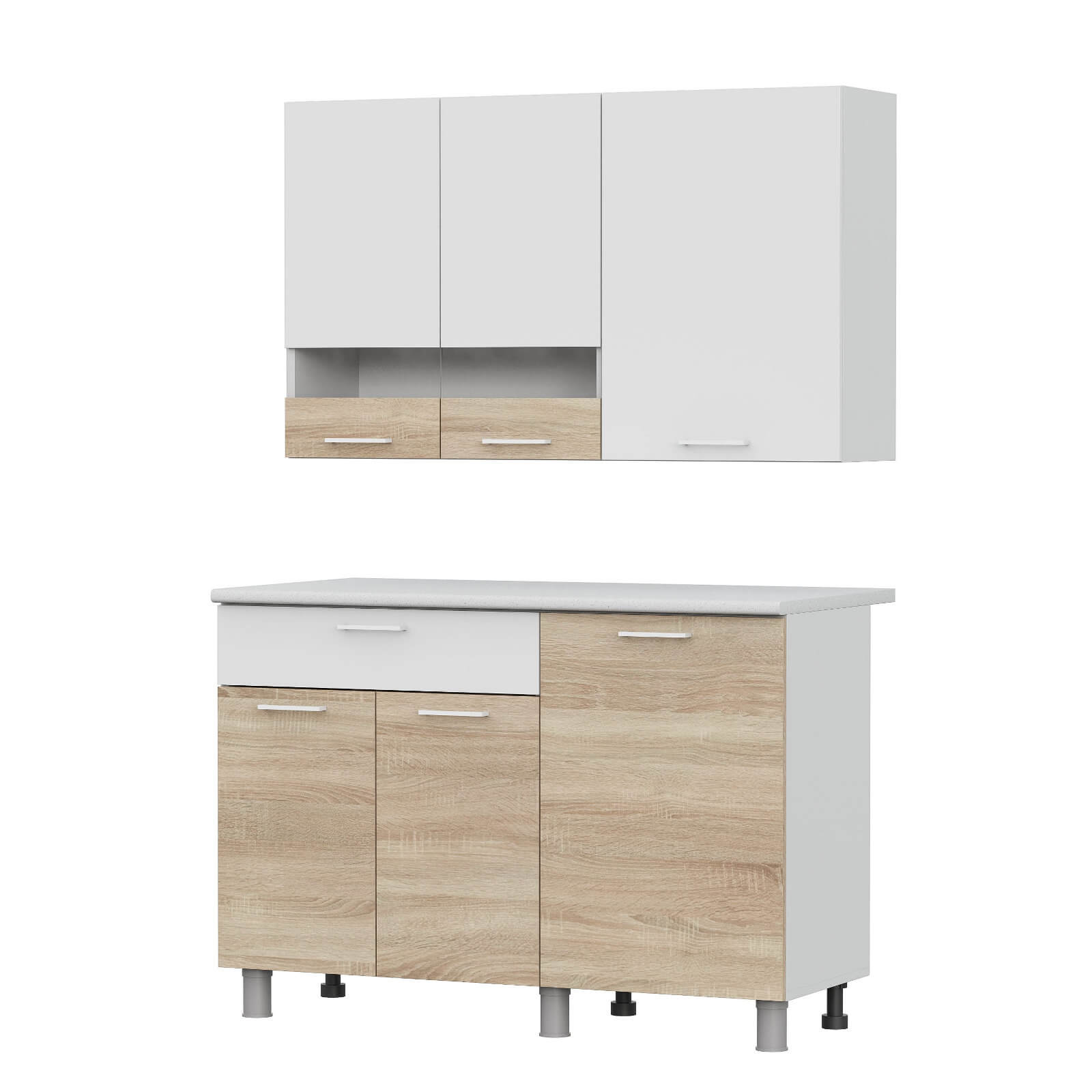 Кухонный гарнитур "КГ - 4(1200)" Белый/Дуб Сонома/Белый/Антарес