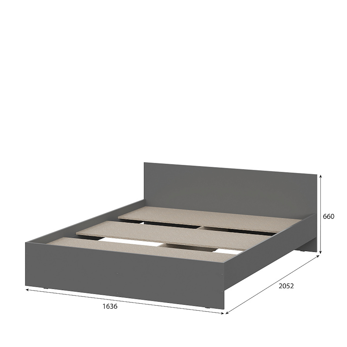 МС "Денвер" Кровать (1,6х2,0) Графит серый