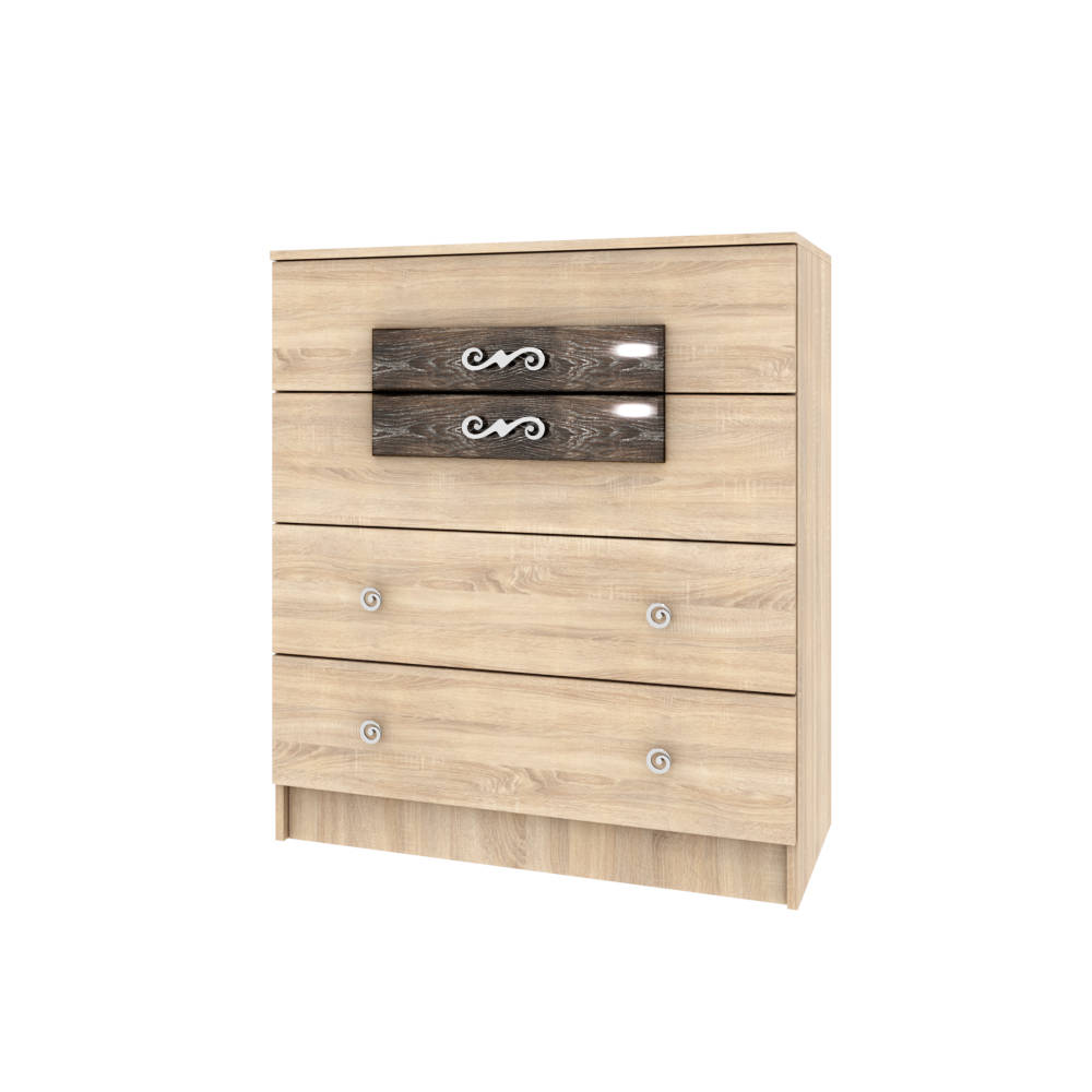 Спальня Мадлен комод дуб сонома/МДФ дуб шале мореный