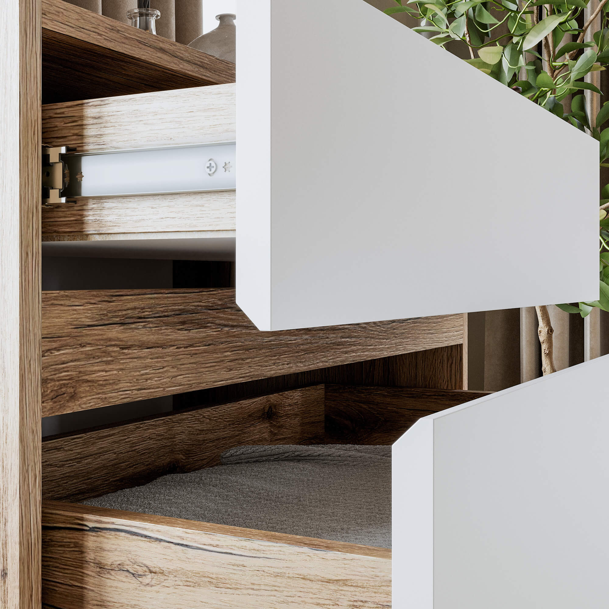 МС "Брауни" Комод 3 ящика Дуб Делано/Белый