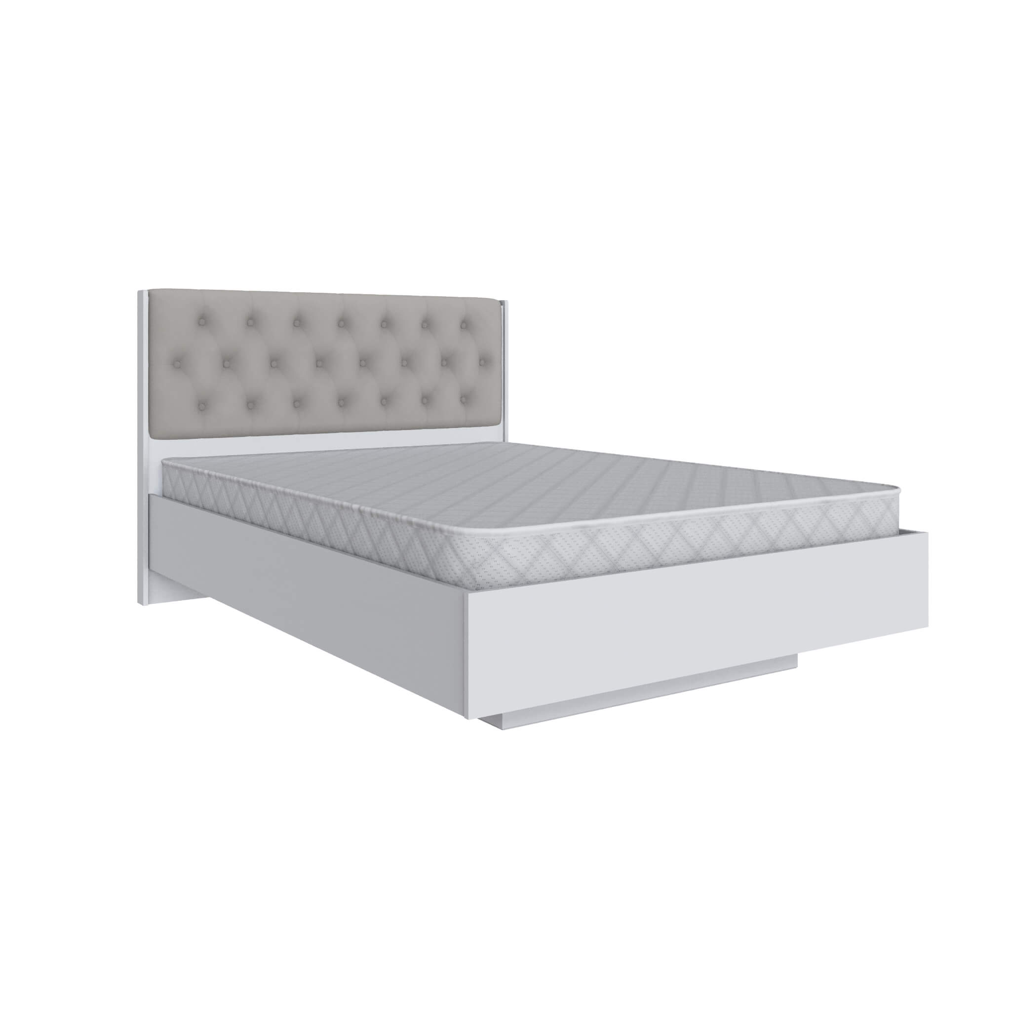 Спальня Мадрид кровать МД-2, МД-3 (1,4) мягкое изголовье Ромб светло-серый