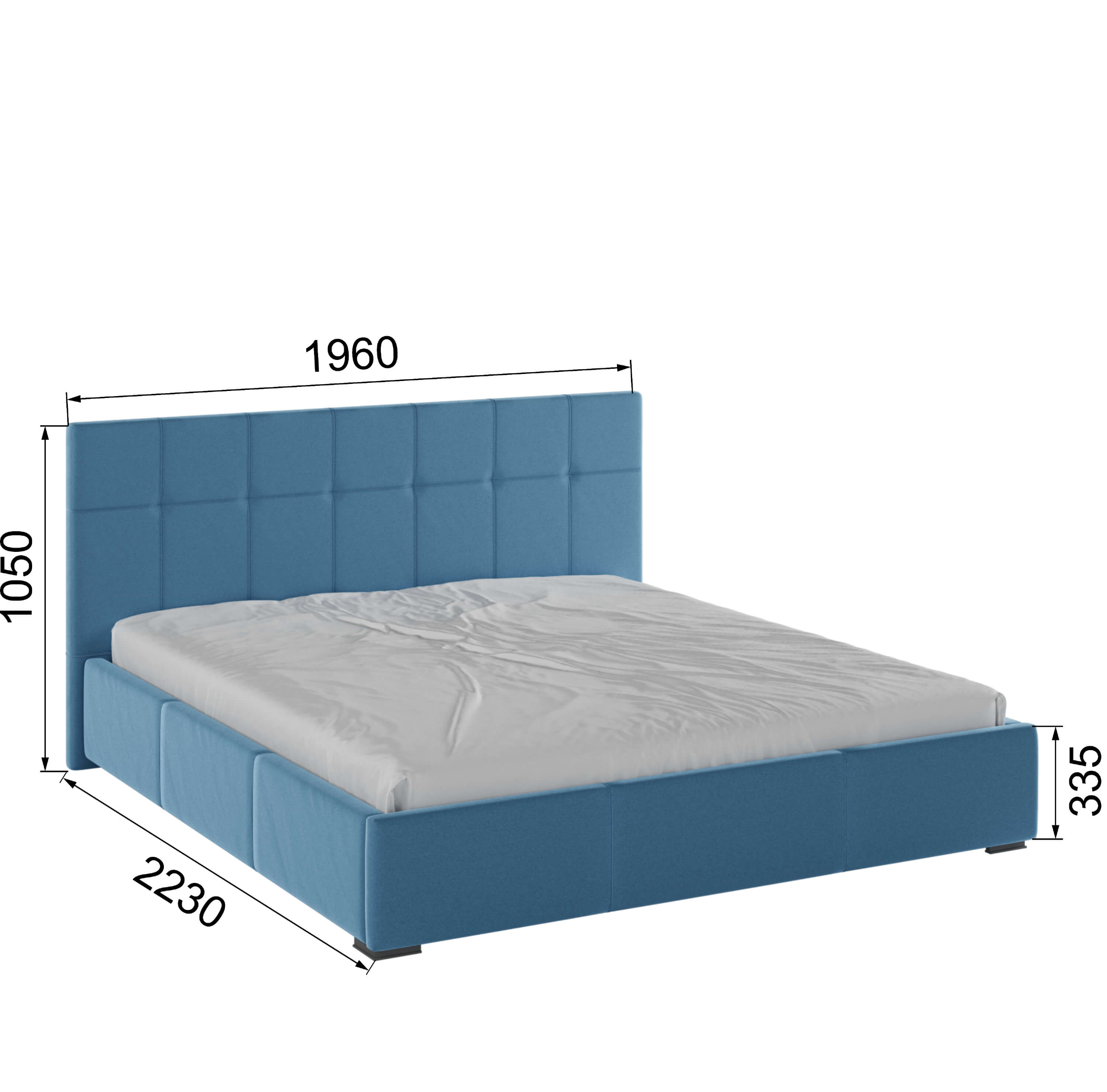 Корпус Рио интерьерной кровати (1,8м) светло-голубой квадрат