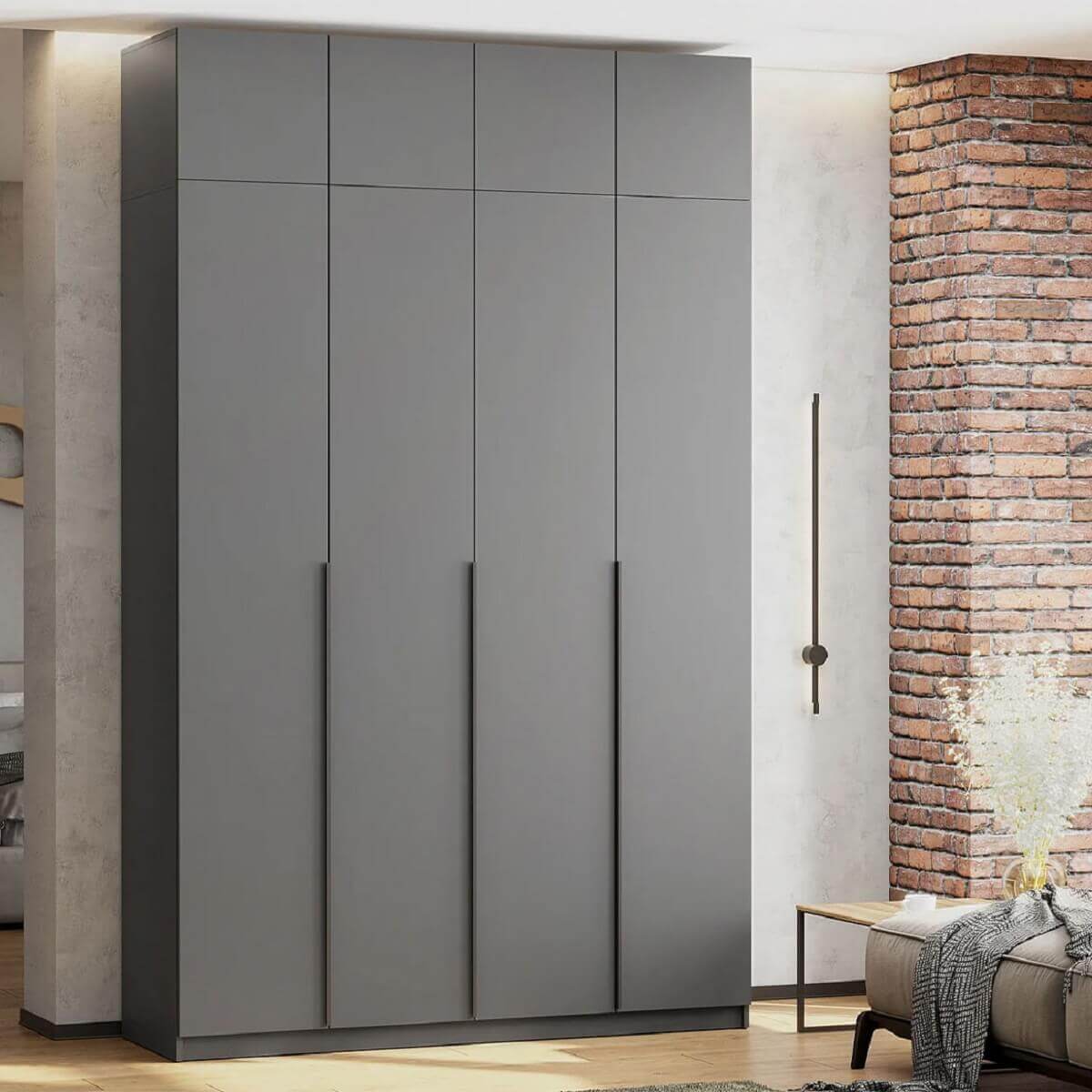 Шкаф "ШК 5" (1600 Антресоль) Графит серый