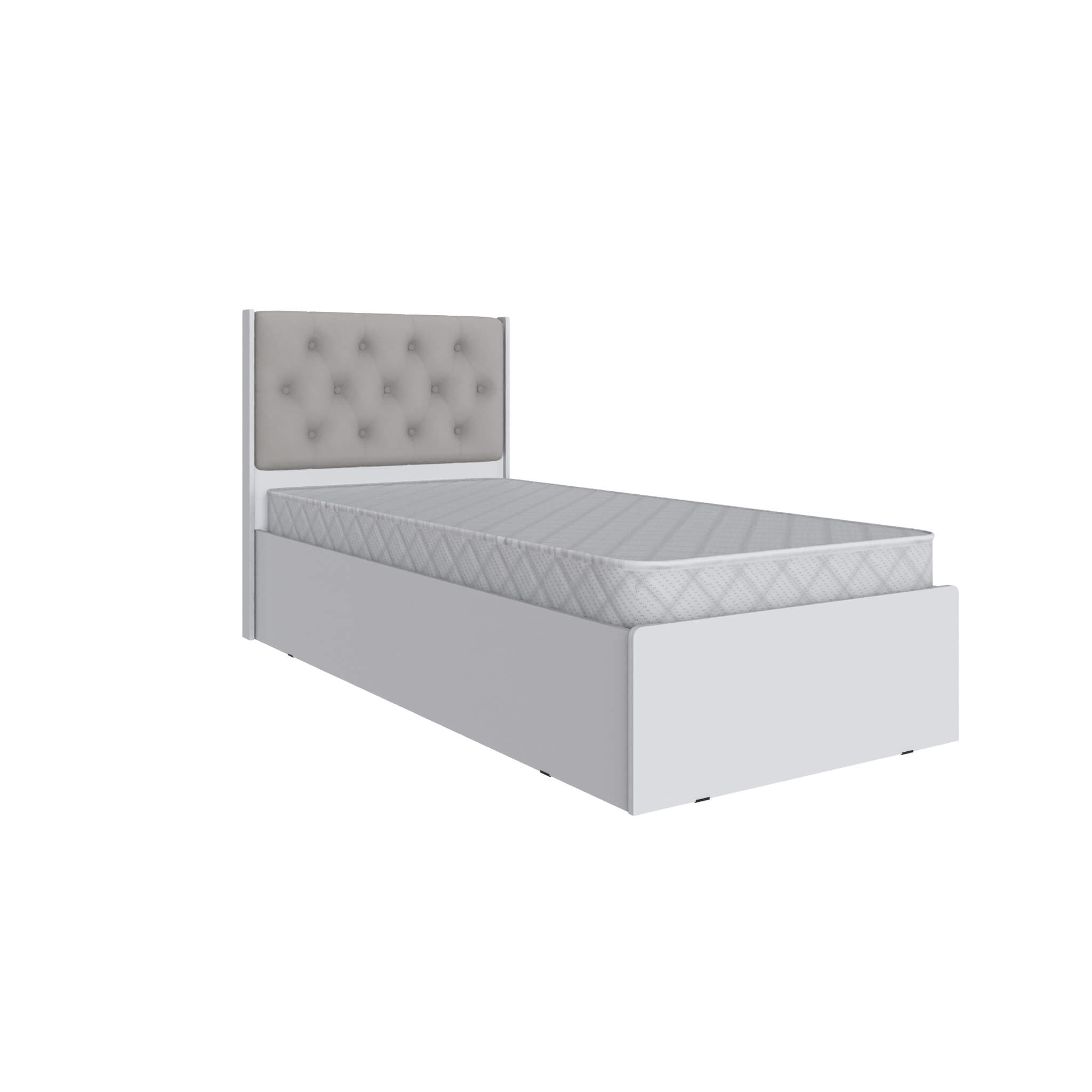 Спальня Мадрид кровать МД-2, МД-3 (0,9) мягкое изголовье Ромб светло-серый