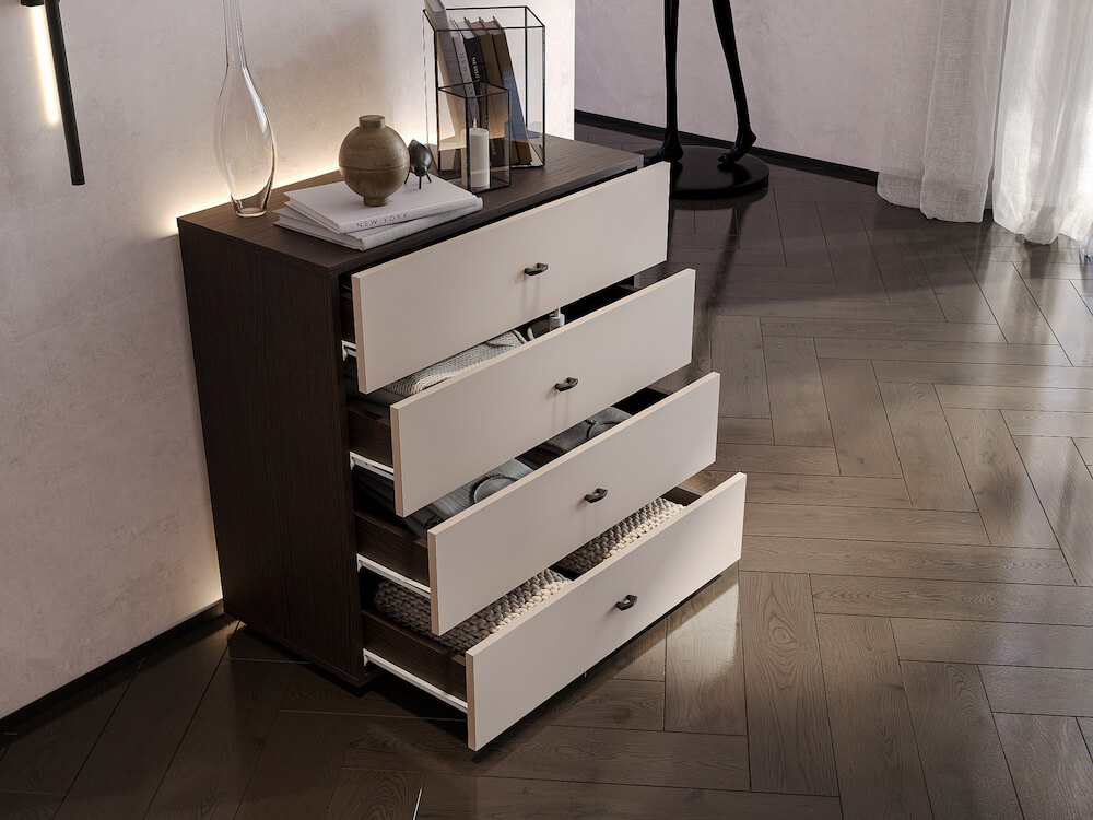 МС "Гиза" Комод (4 ящика) (Дуб Венге/Меланж)