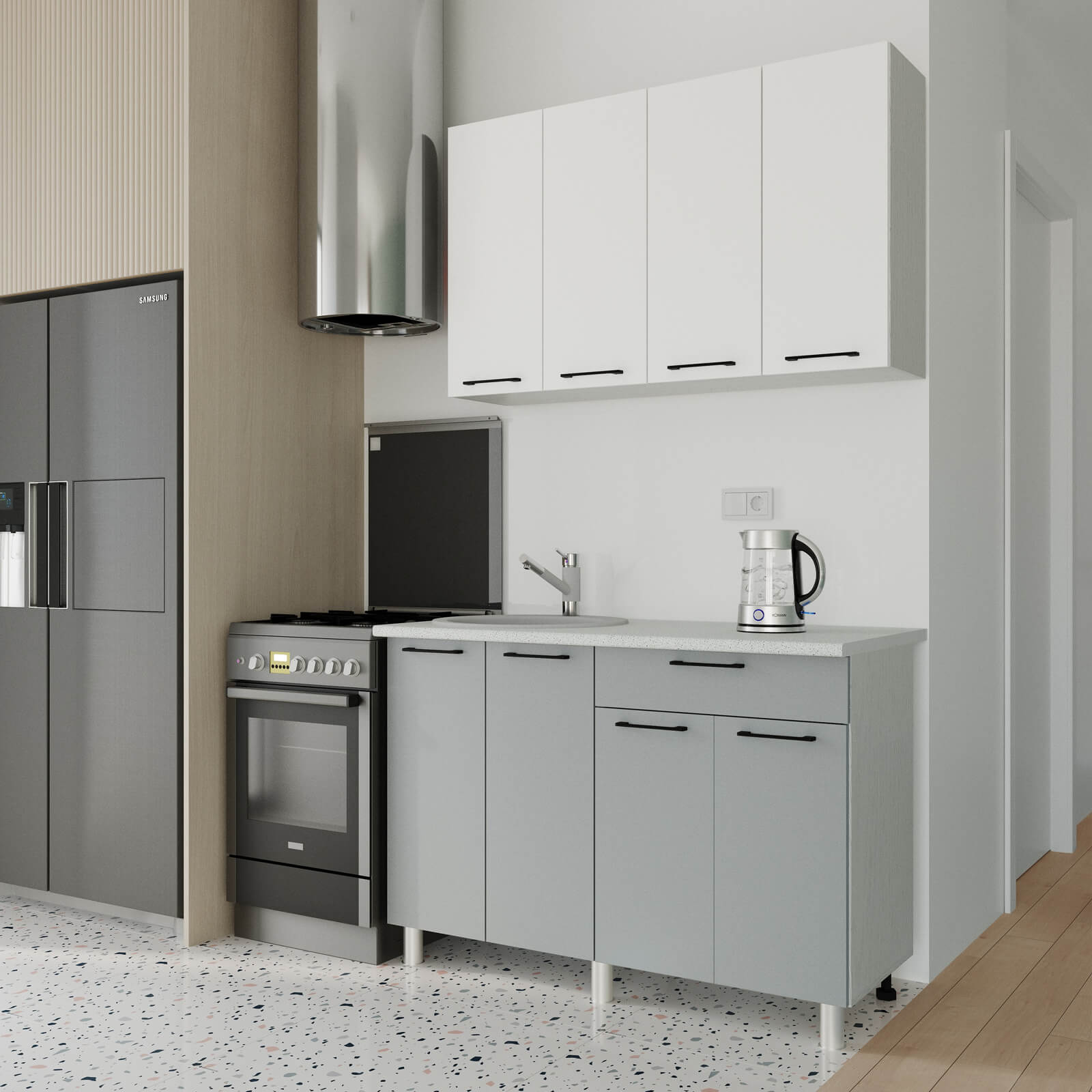 "Марбл Готовое решение" 1,2 м белый/белый софт/серый софт