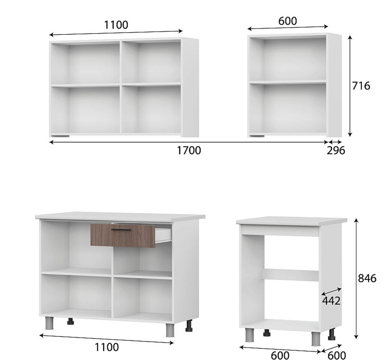Кухонный гарнитур "Розалия" Ясень Шимо светлый/Ясень Шимо темный (без столешницы)
