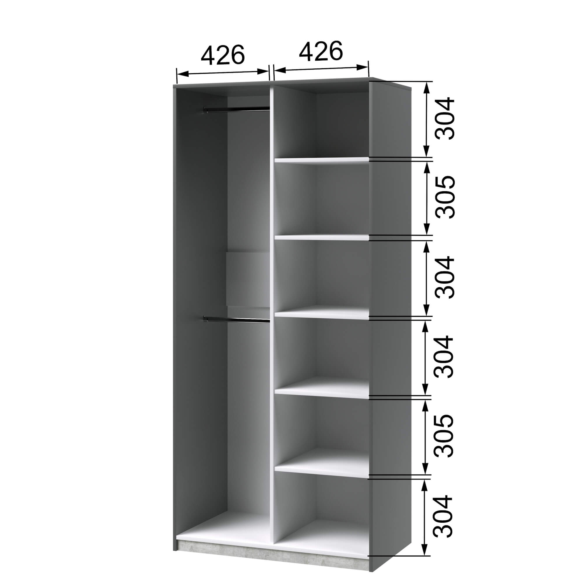 Спальня Кэнди Шкаф универсальный КШ-3 графит/белый/белый