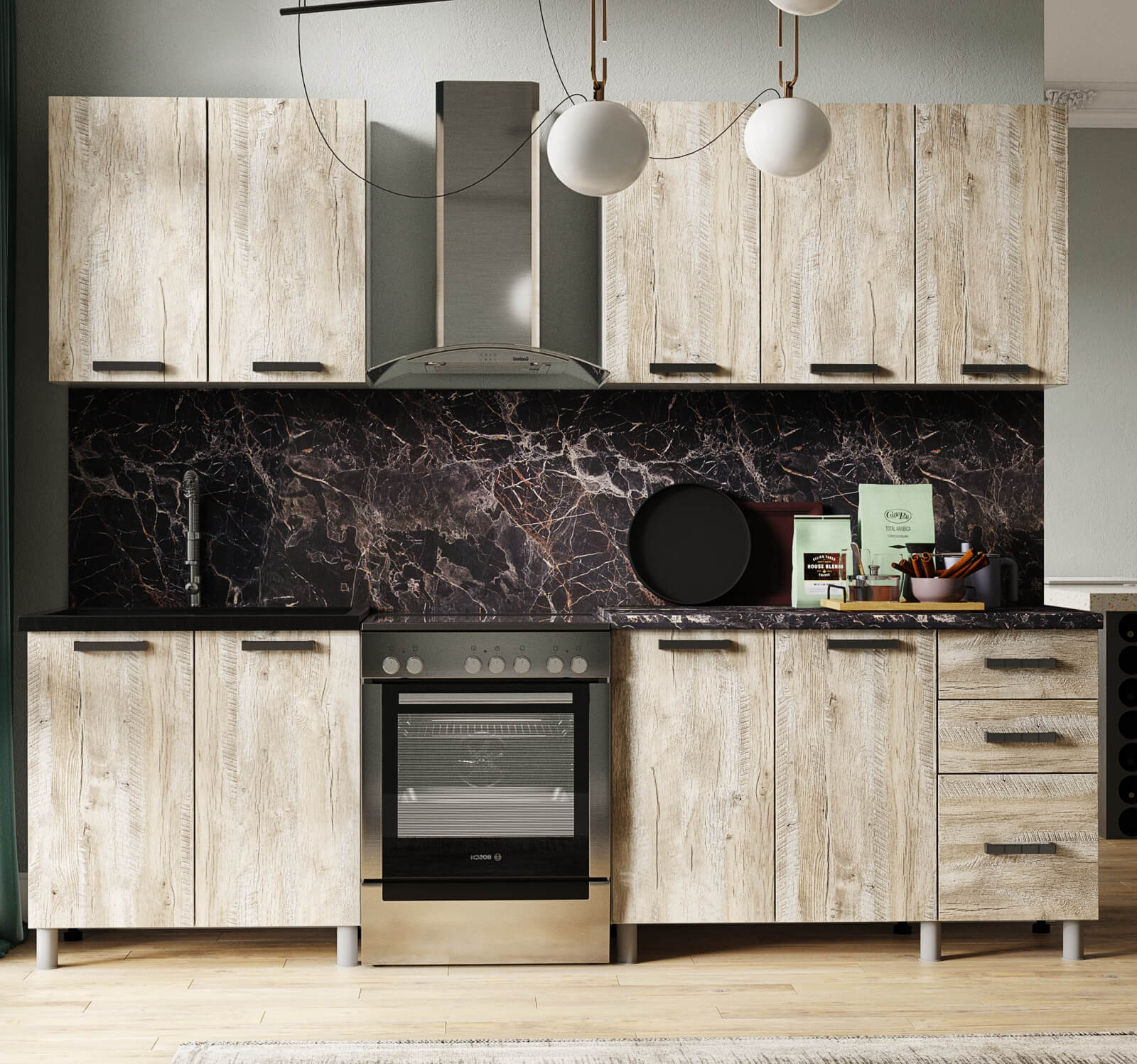 "Нагано Готовое решение" 2,0 м белый/дуб юкон