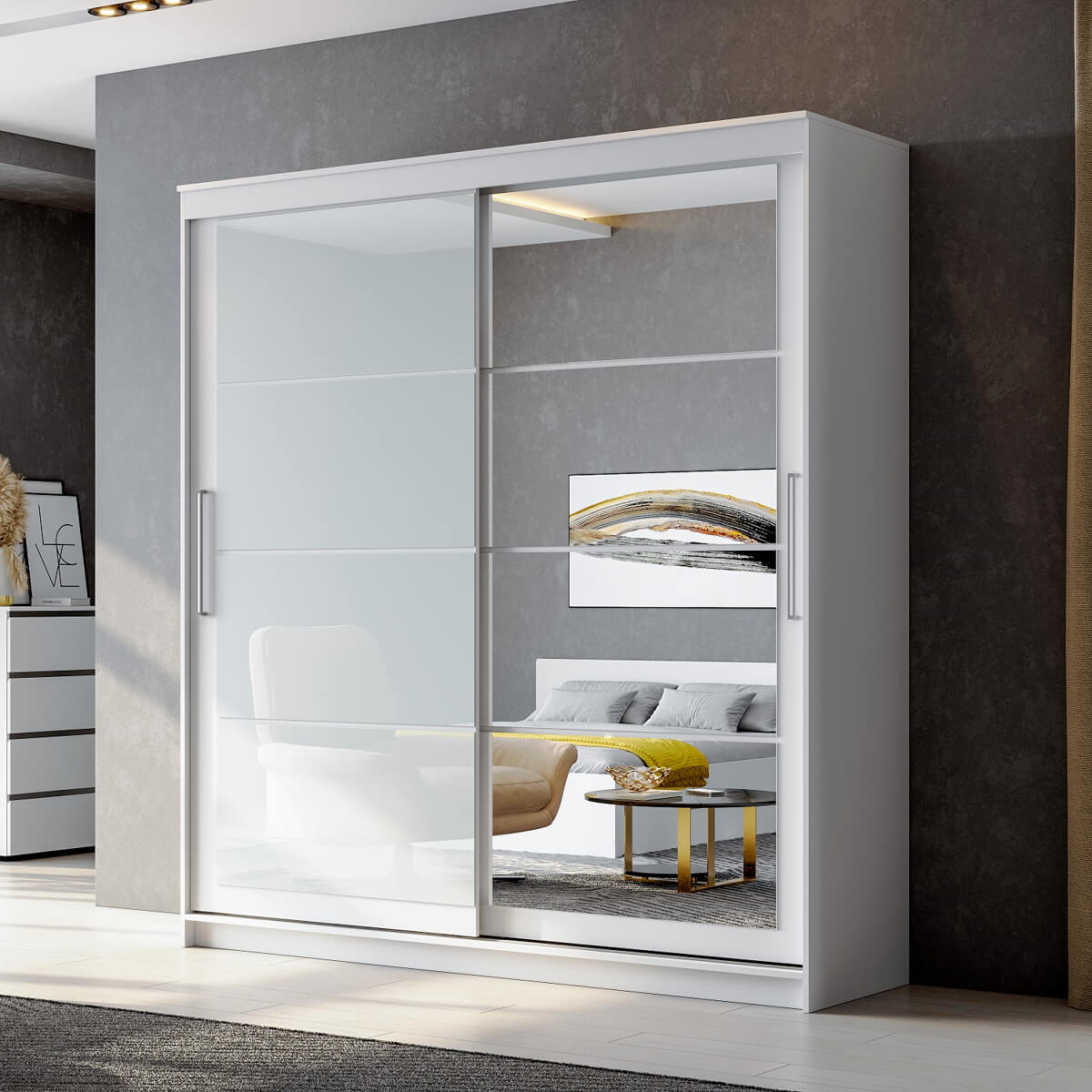 Шкаф-купе "ШКП 3" (2,0) Серия 2 Белый текстурный