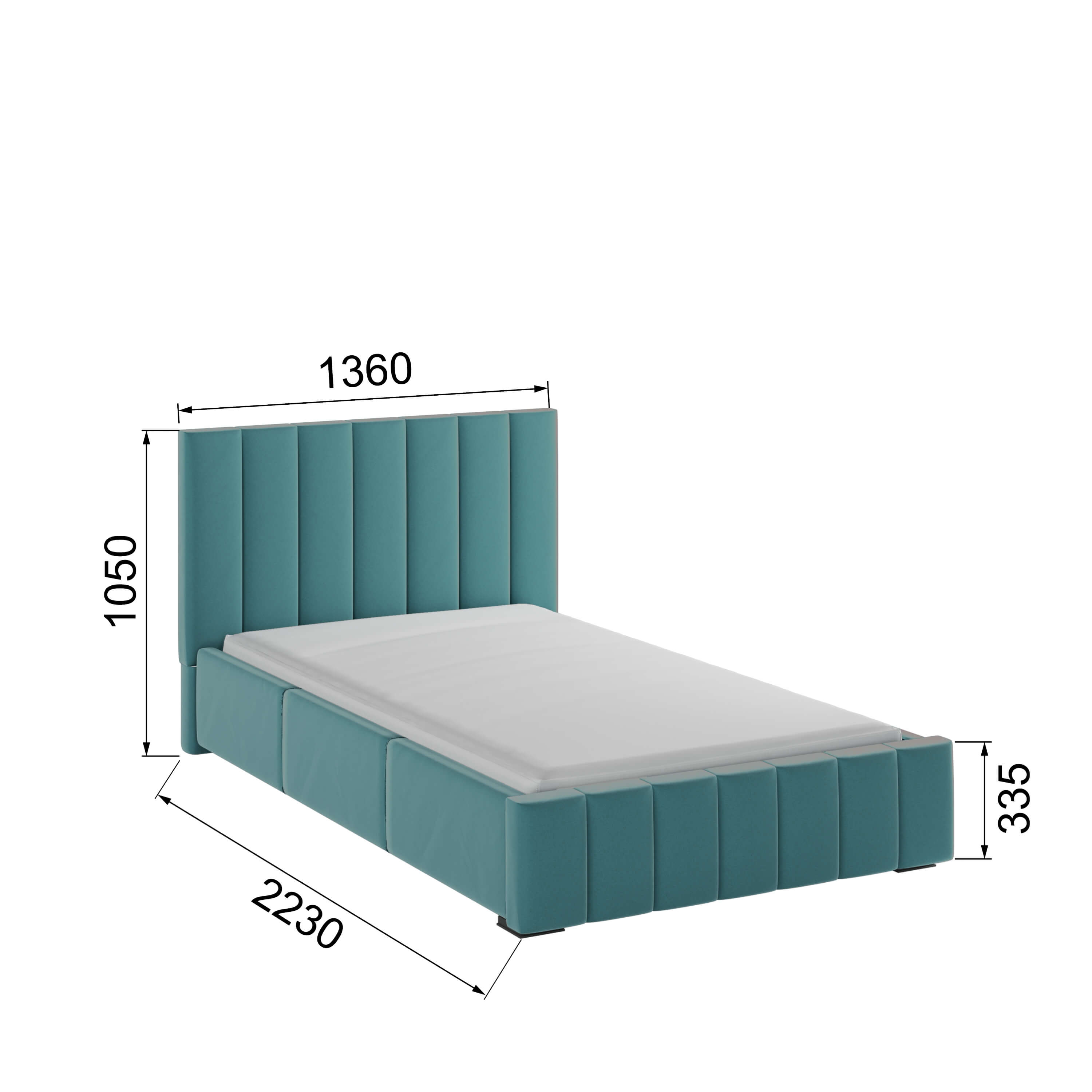 Корпус Нега интерьерной кровати (1,2м) бирюза
