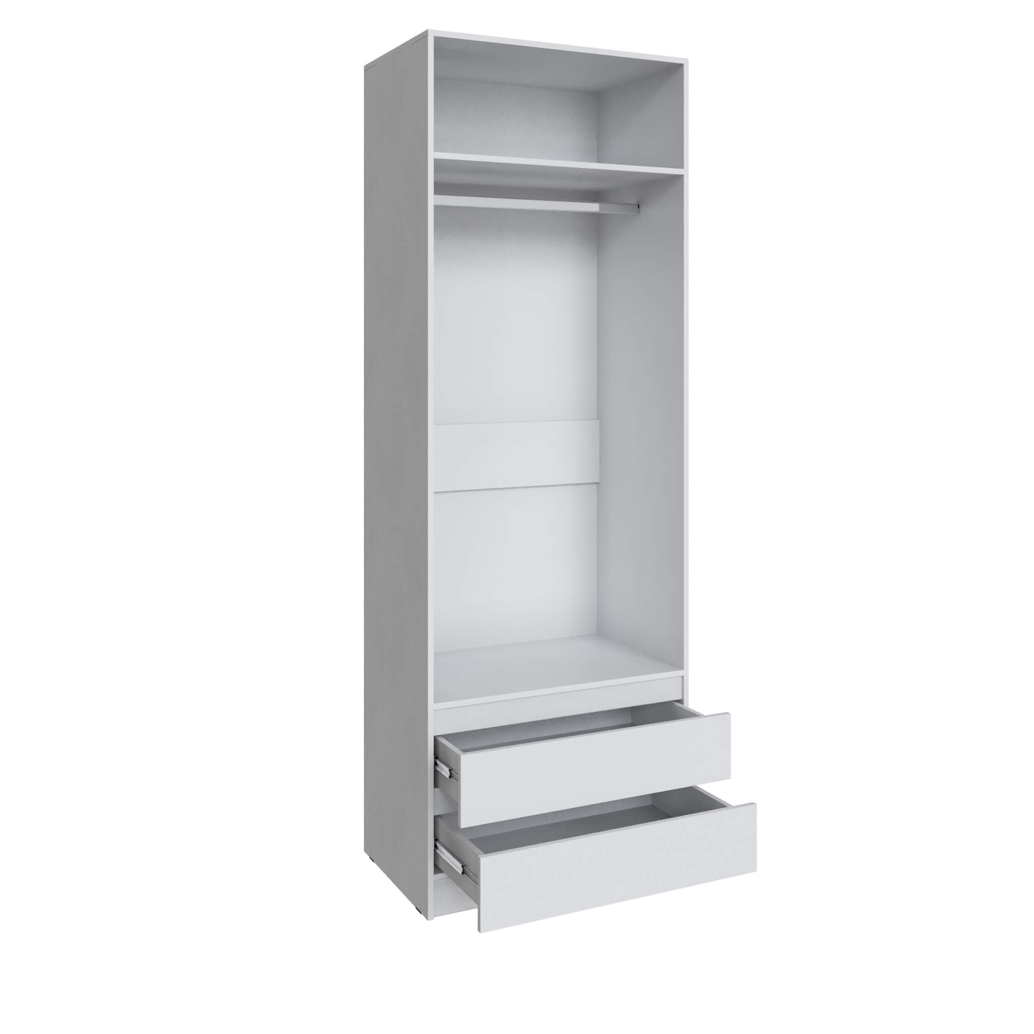 Шкаф Мадрид (0,8) с 2 ящ. без ручек с зеркалом белый