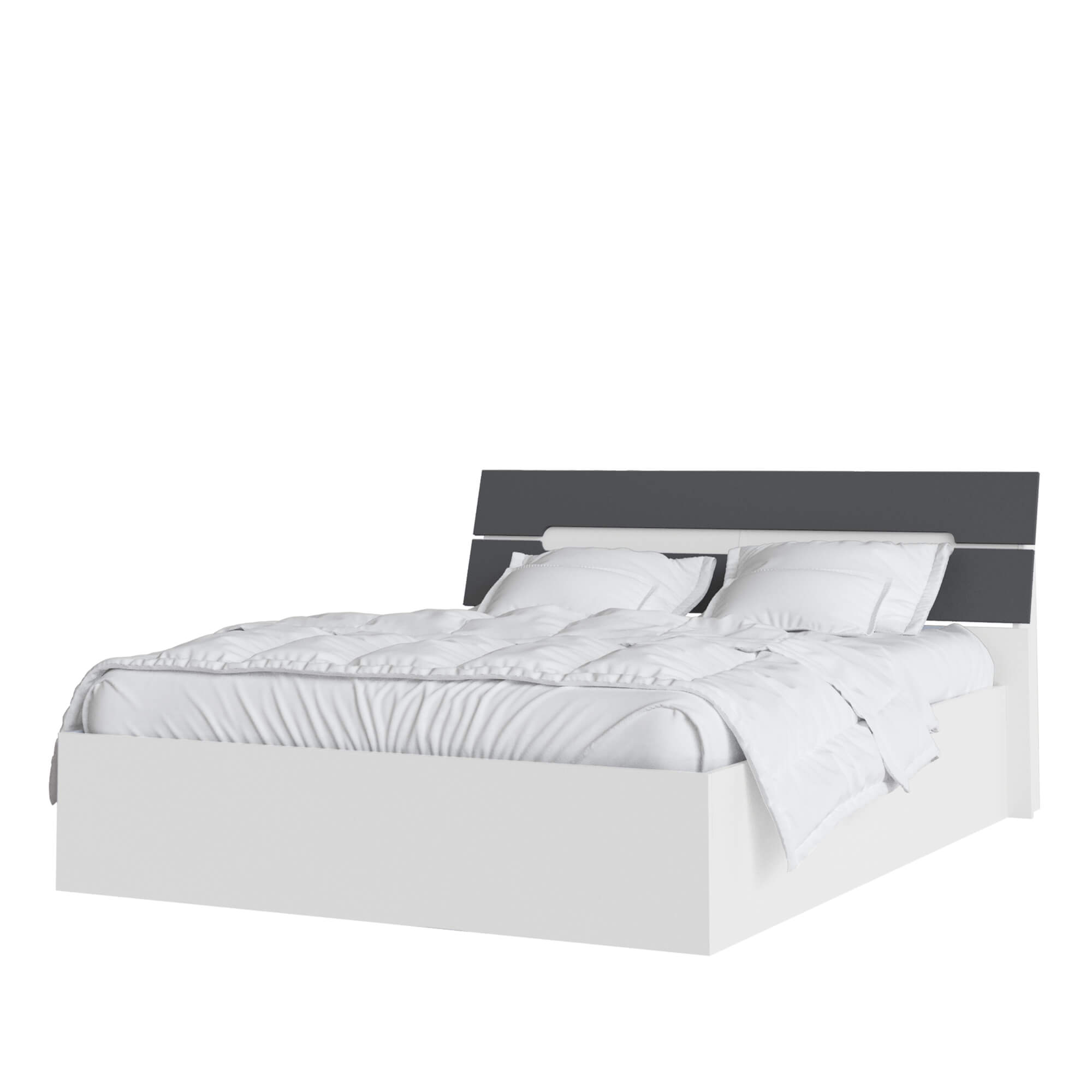 Спальня Гавана корпус кровати (1,6м) белый/графит серый