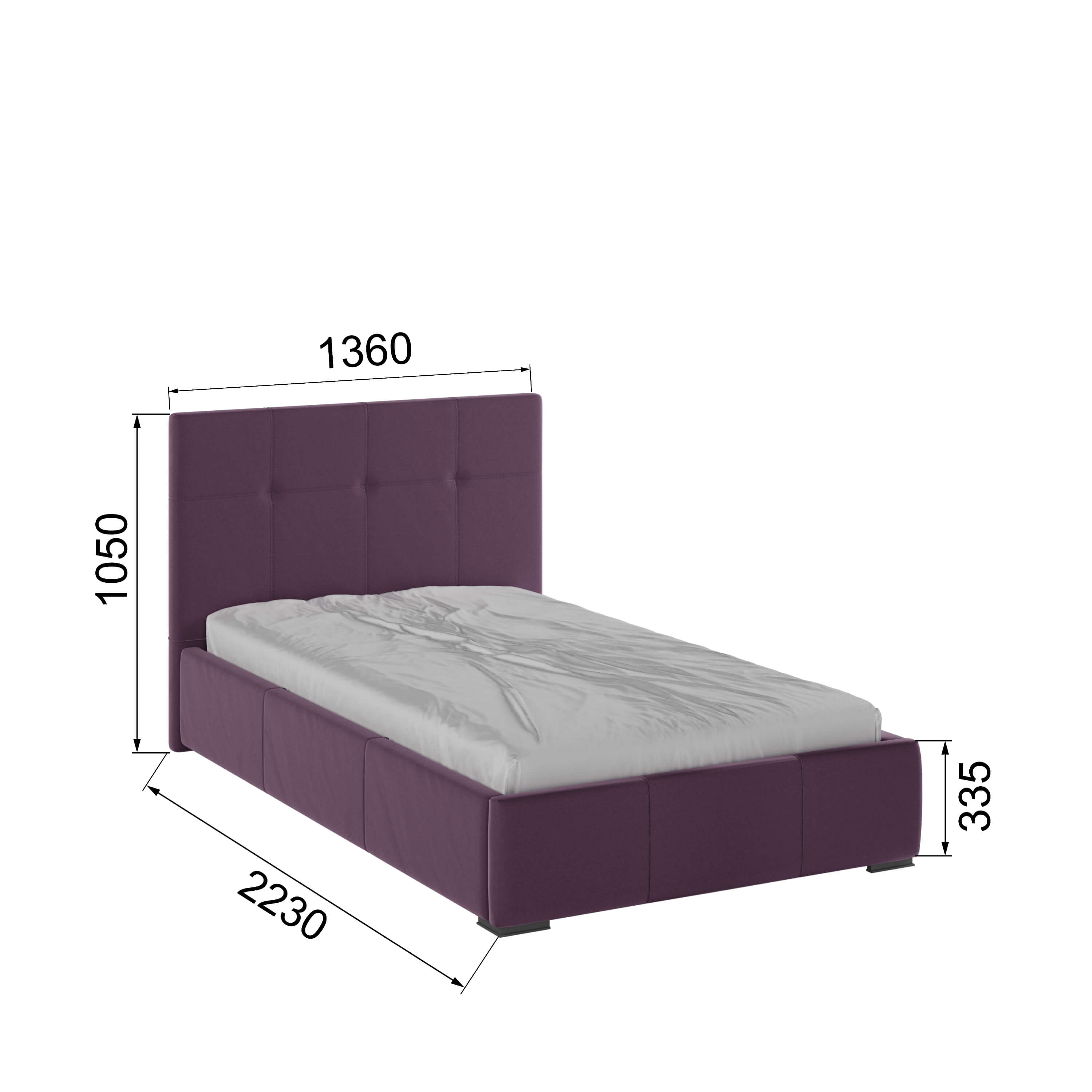 Корпус Рио интерьерной кровати (1,2м) винный квадрат