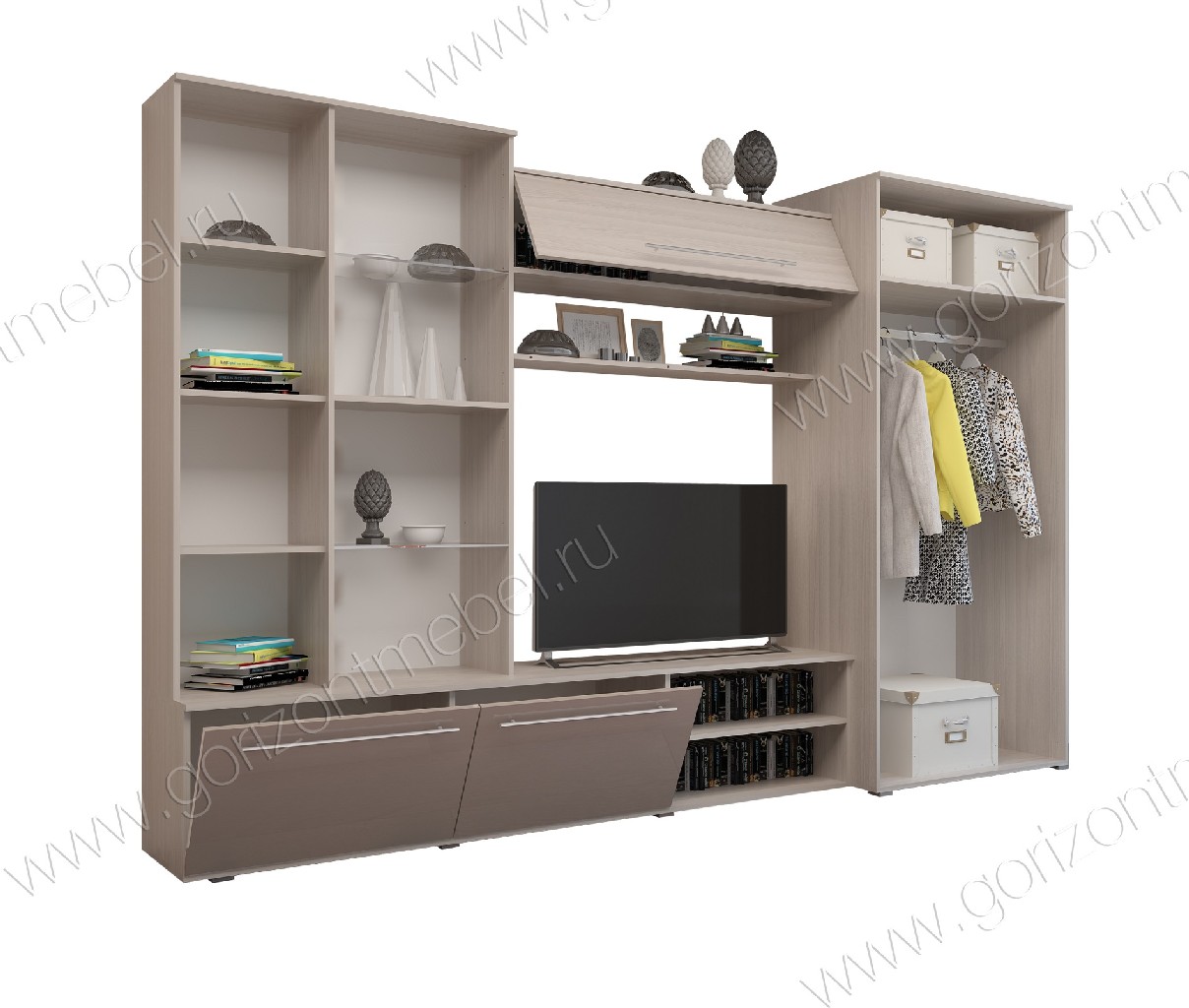 Гостиная Монако МДФ ясень шимо светлый/капучино