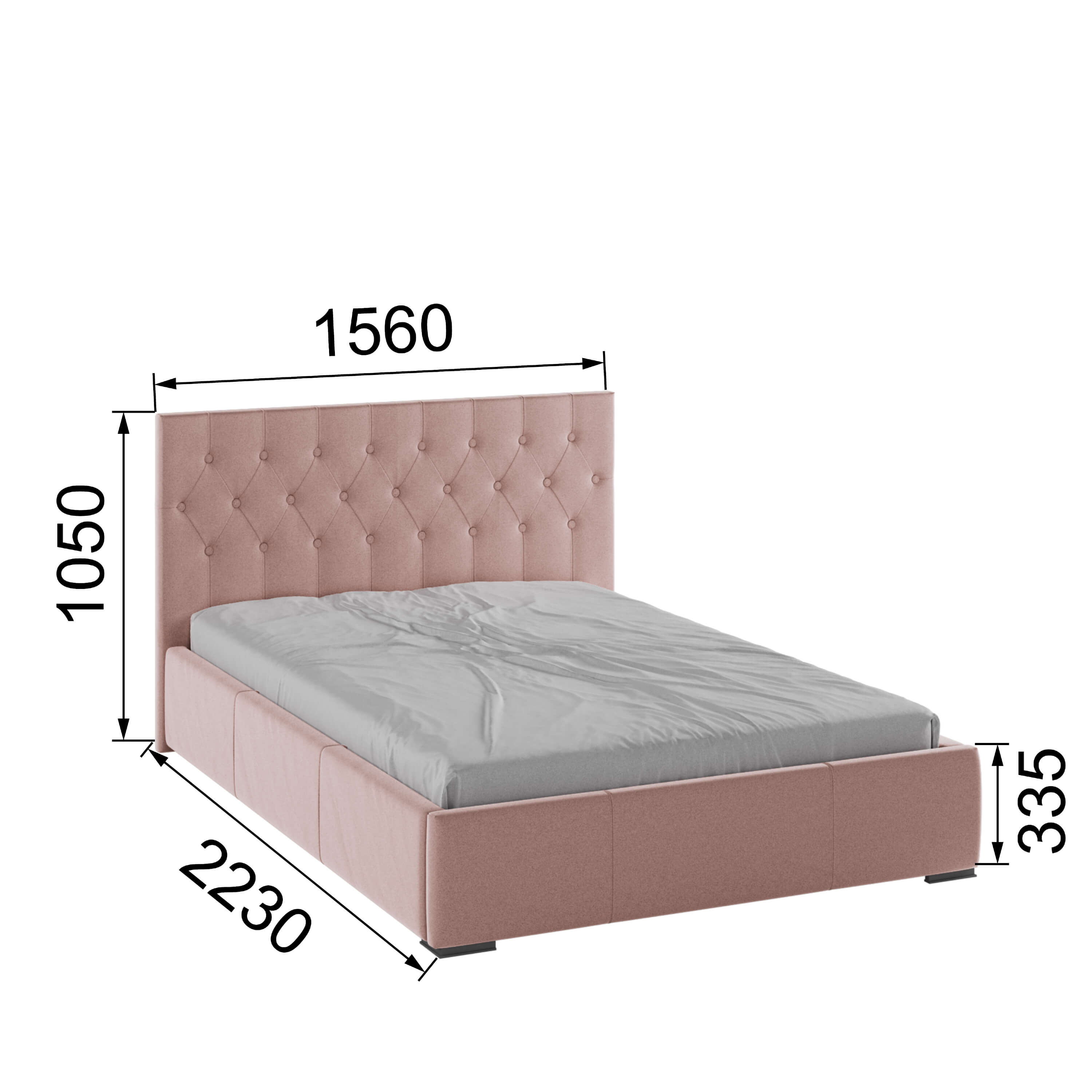 Корпус Октавия интерьерной кровати (1,4м) пыльная роза ромб