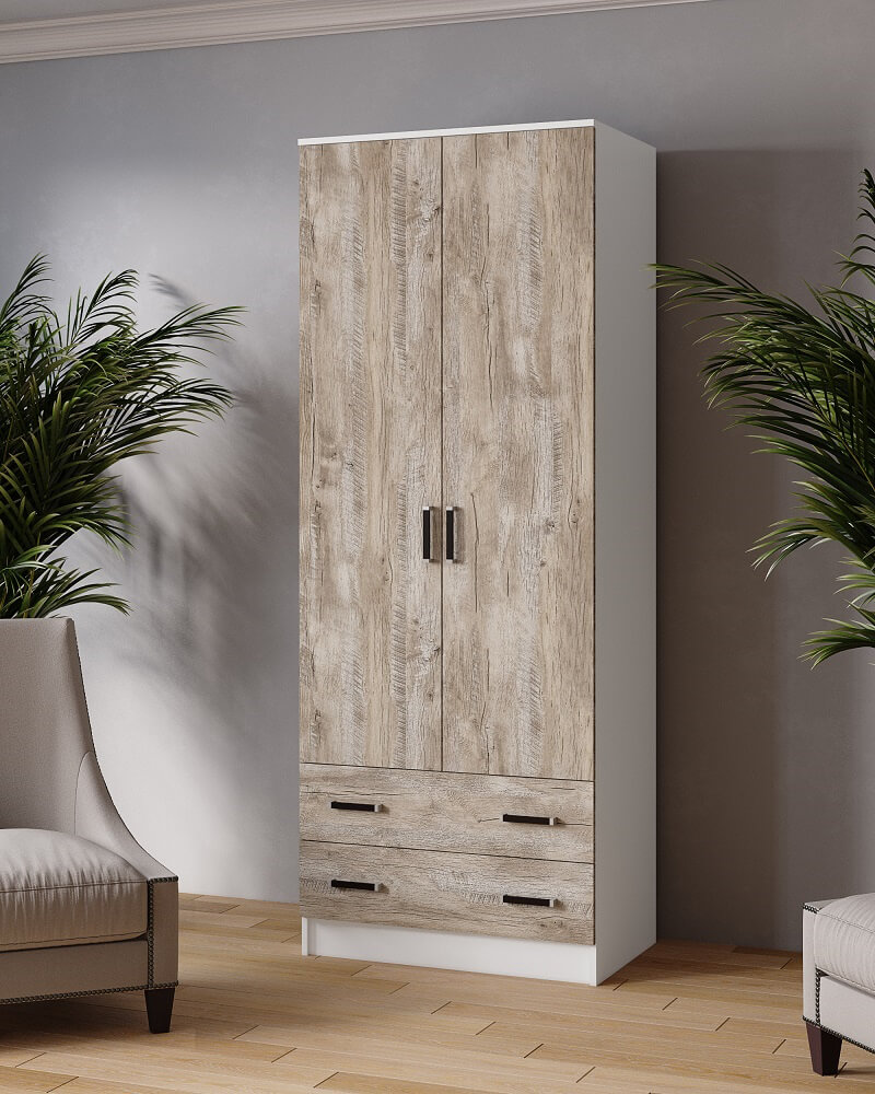Шкаф комбинир-й Лагуна (0,8) без зеркала белый/дуб юкон