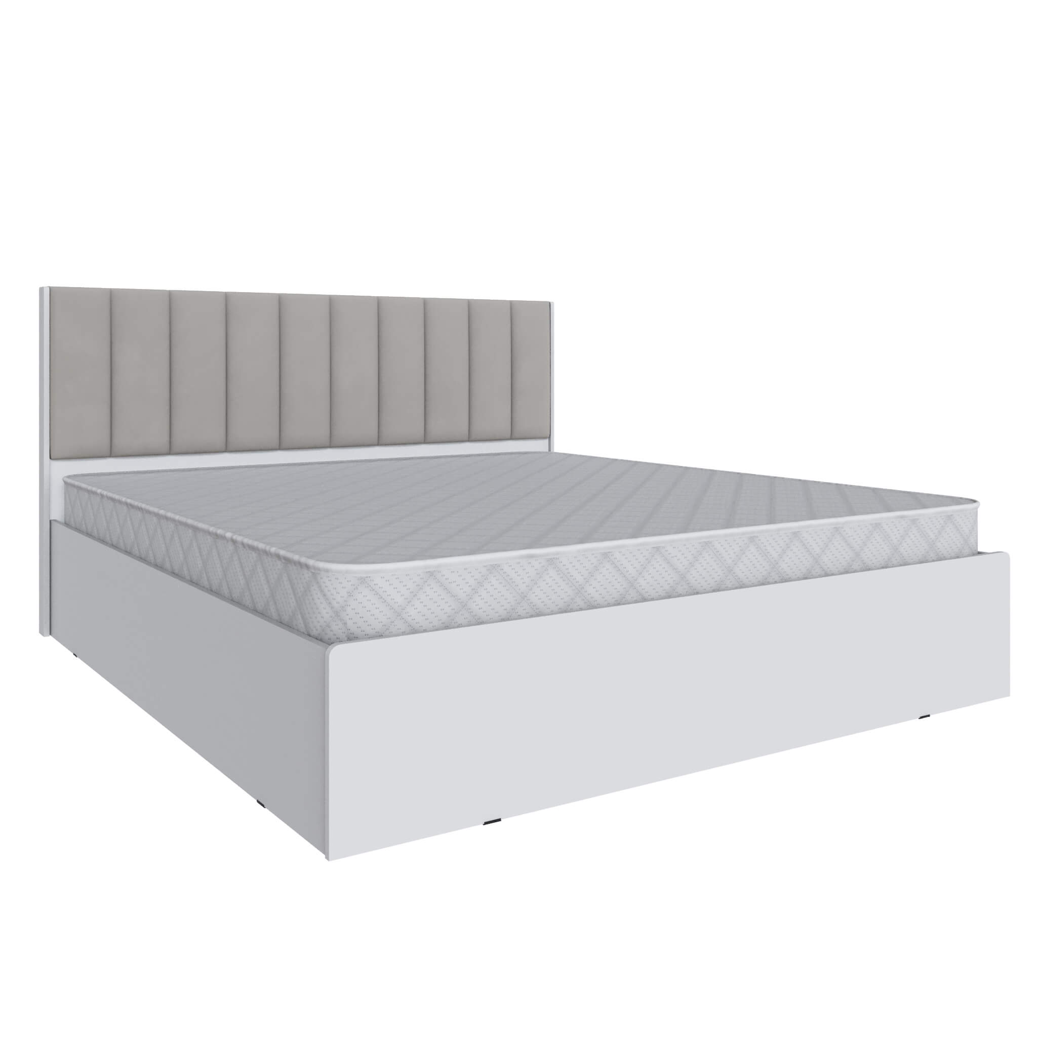 Спальня Мадрид кровать МД-2, МД-3 (1,8) мягкое изголовье Волна светло-серый