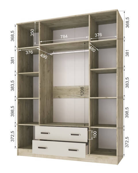 Шкаф "Лагуна" 1,6м с зеркалом