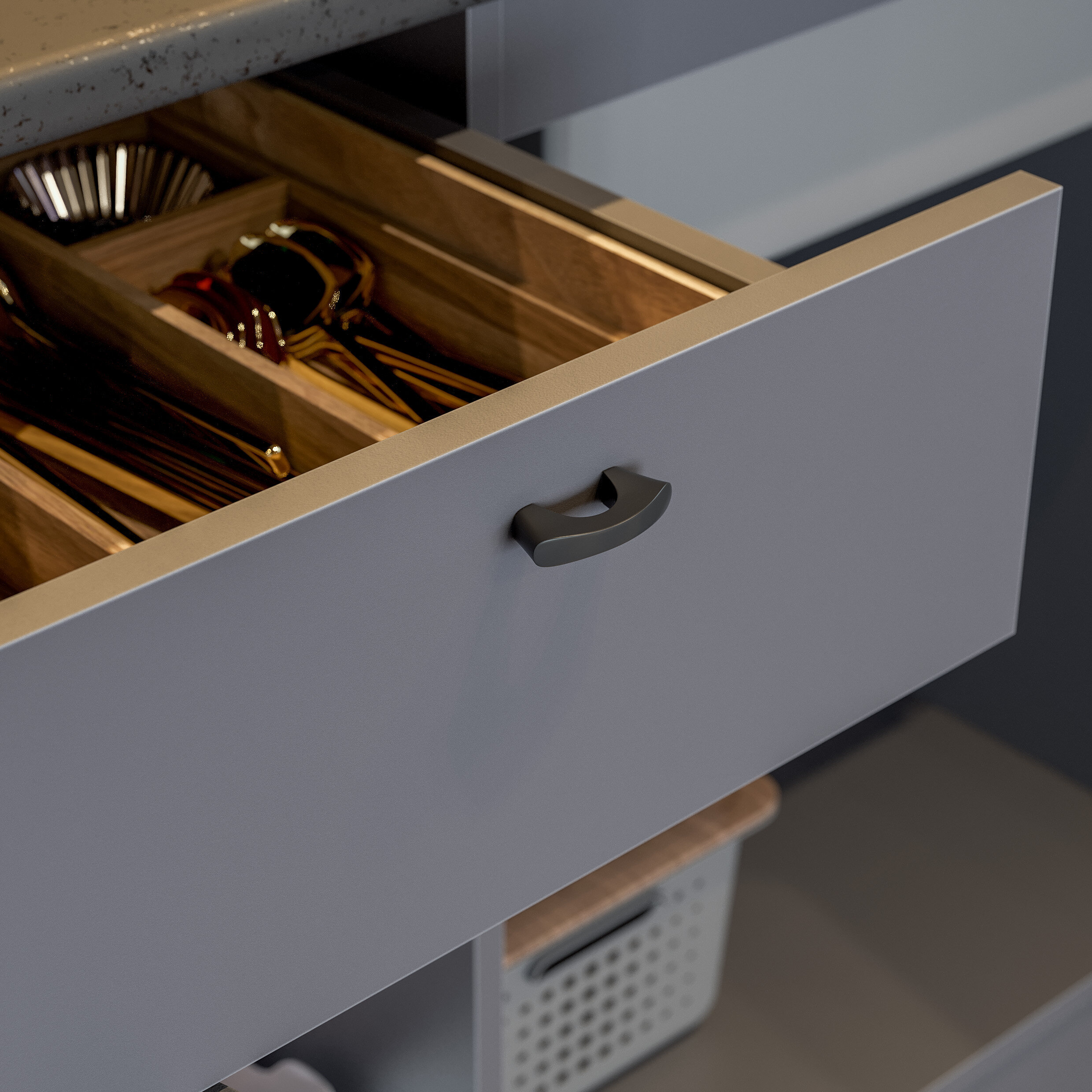 Кухонный Гарнитур "Энни" (2,0 м) Графит серый/Черный