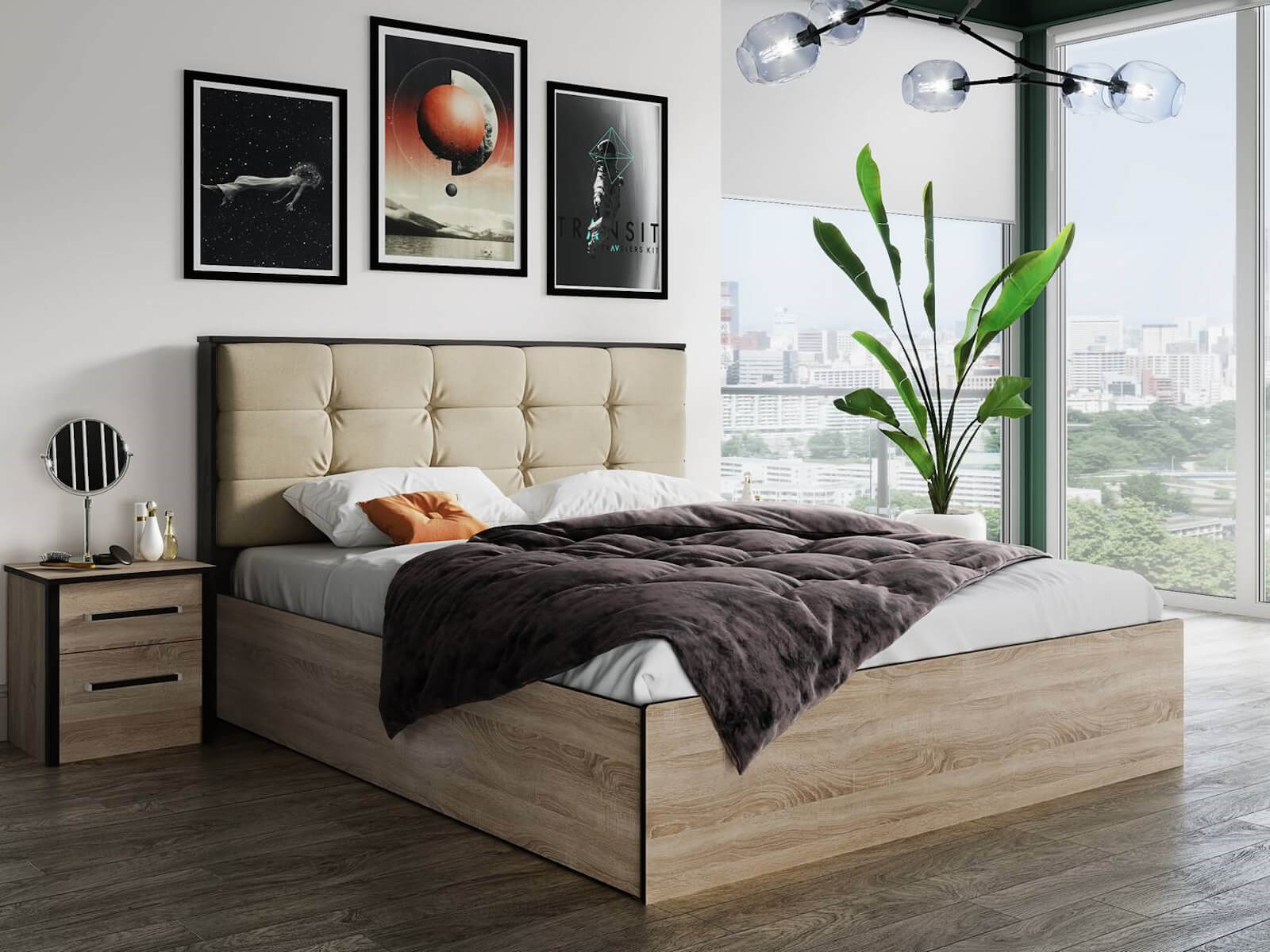 Спальня Лирика кровать ЛК-2 (1,6) корпус дуб сонома/венге