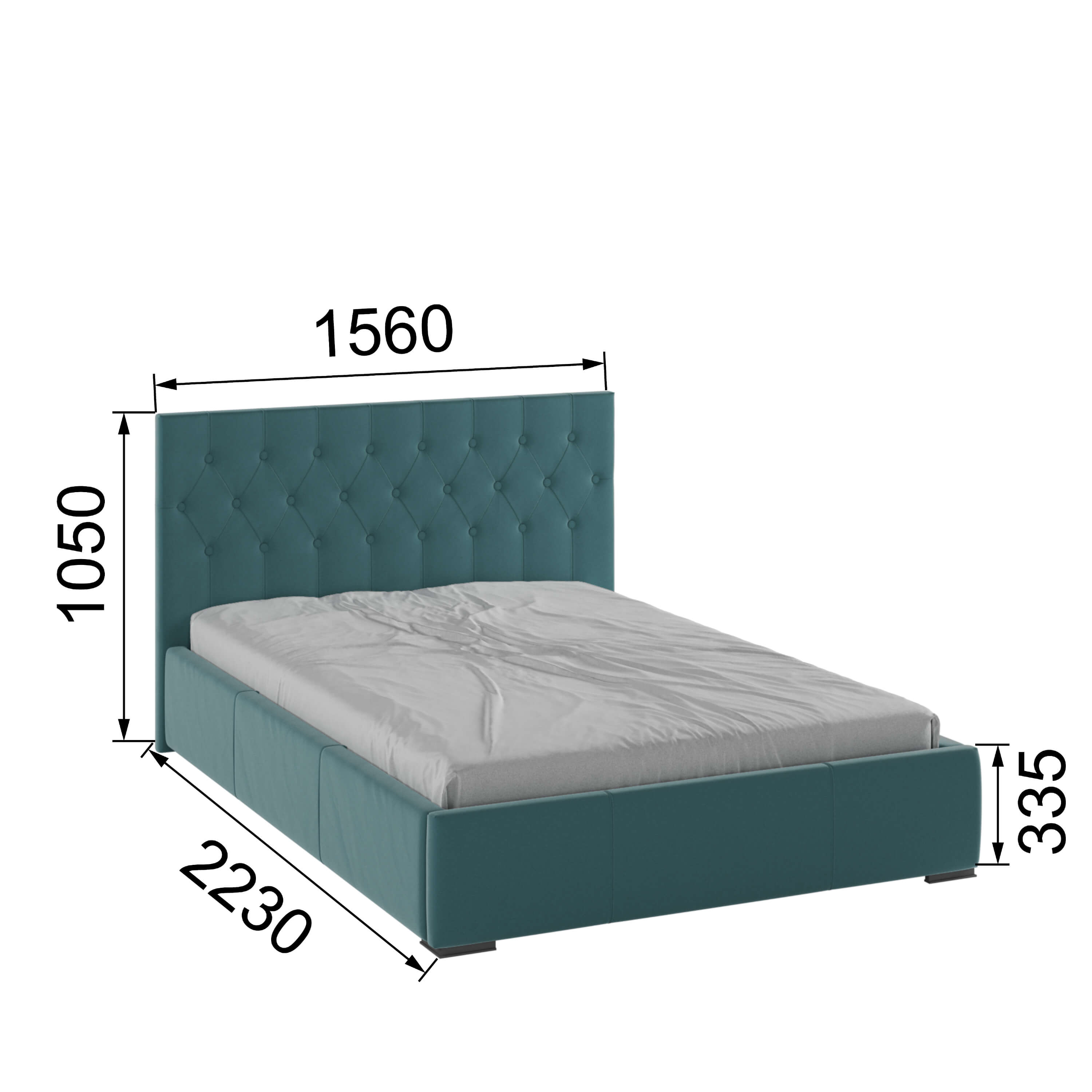 Корпус Октавия интерьерной кровати (1,4м) бирюза ромб