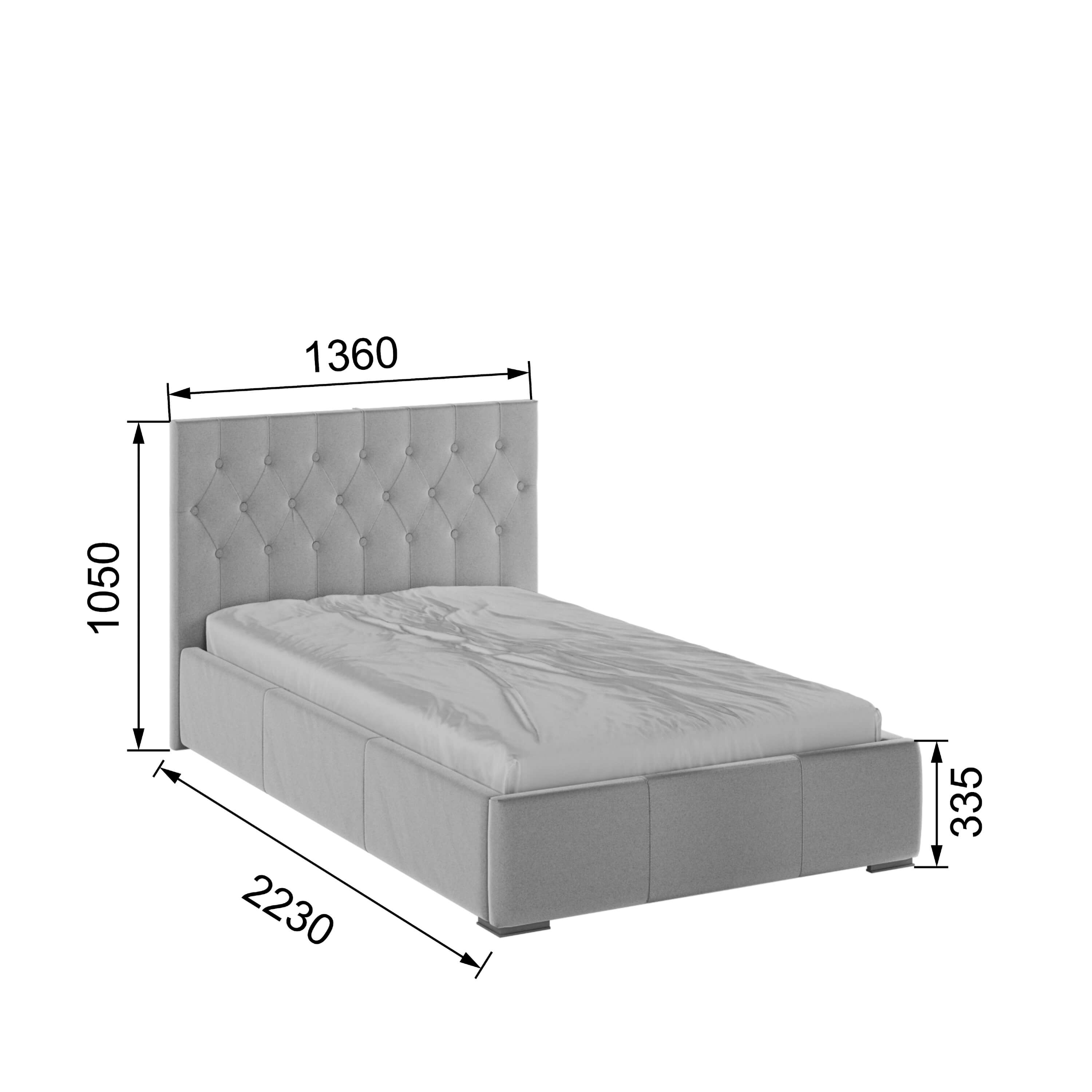 Корпус Октавия интерьерной кровати (1,2м) светло-серый ромб