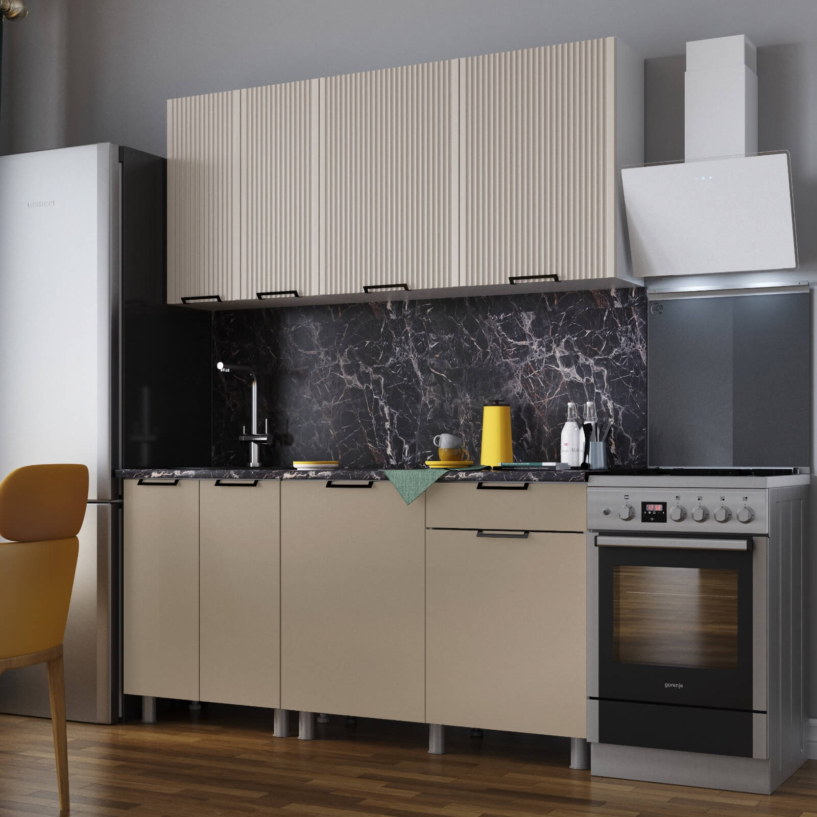 "Кампео Лайт комби Готовое решение" 1,6 м белый/сантьяго софт/кофе софт