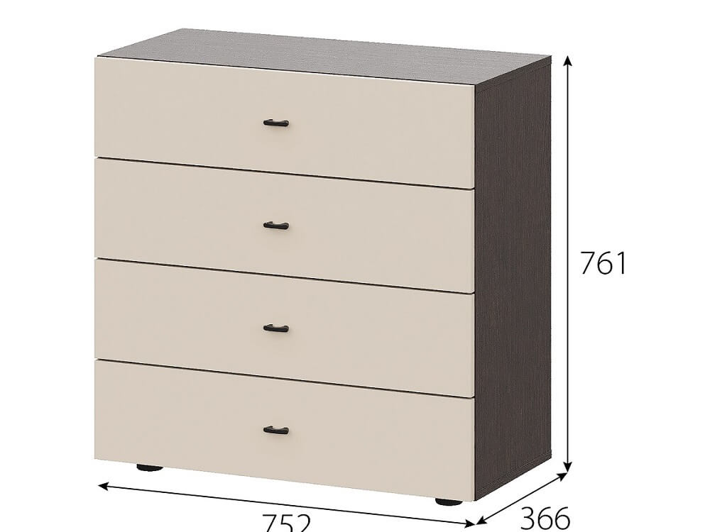 МС "Гиза" Комод (4 ящика) (Дуб Венге/Меланж)