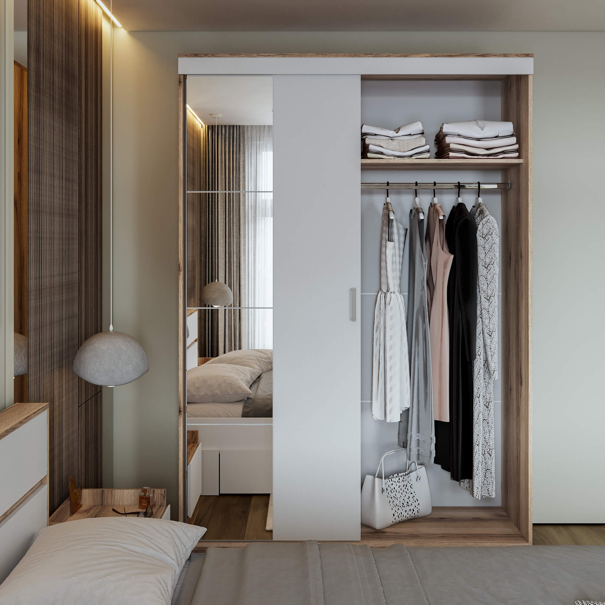 МС "Брауни" Шкаф-купе (1,5м) Дуб Делано/Белый