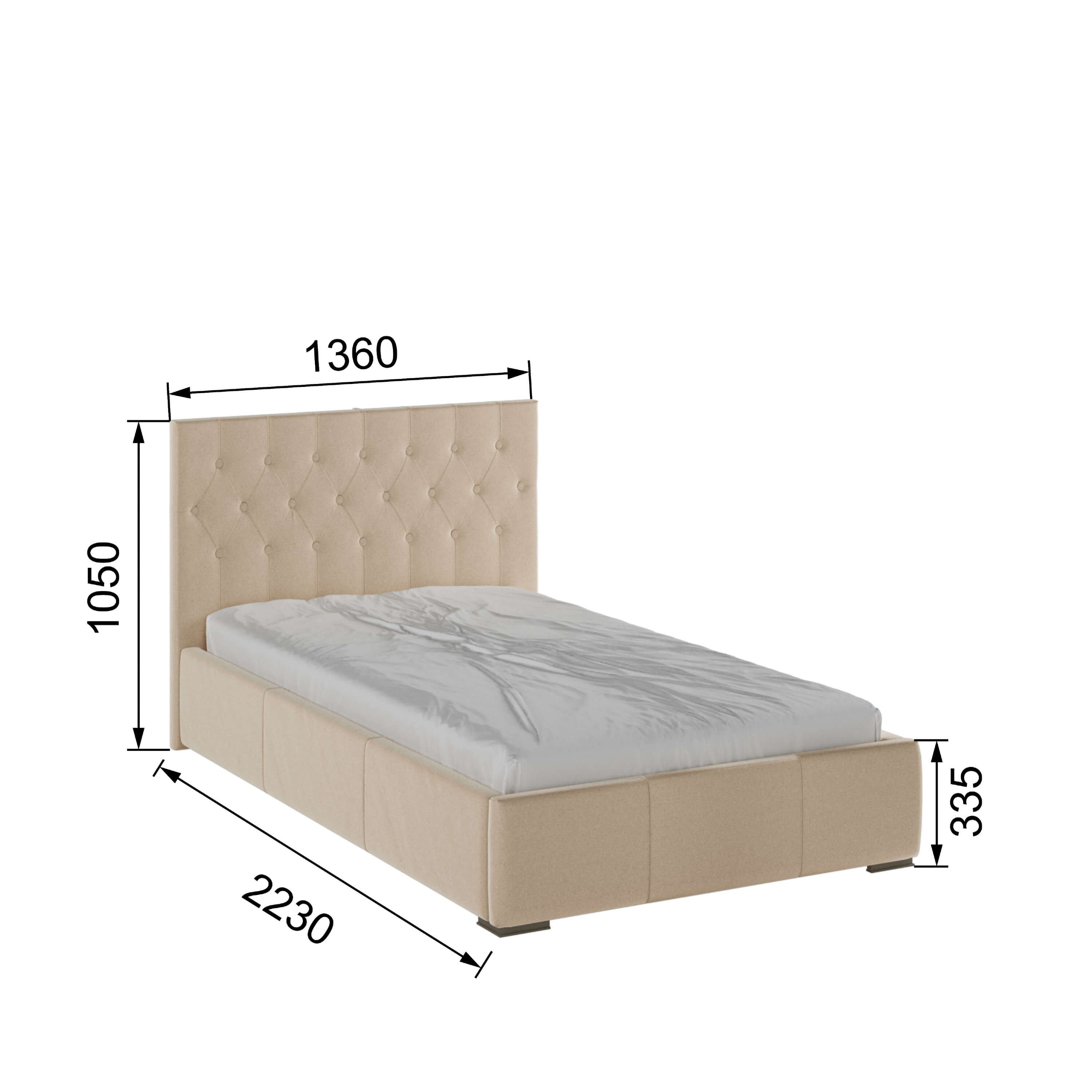 Корпус Октавия интерьерной кровати (1,2м) бежевый ромб