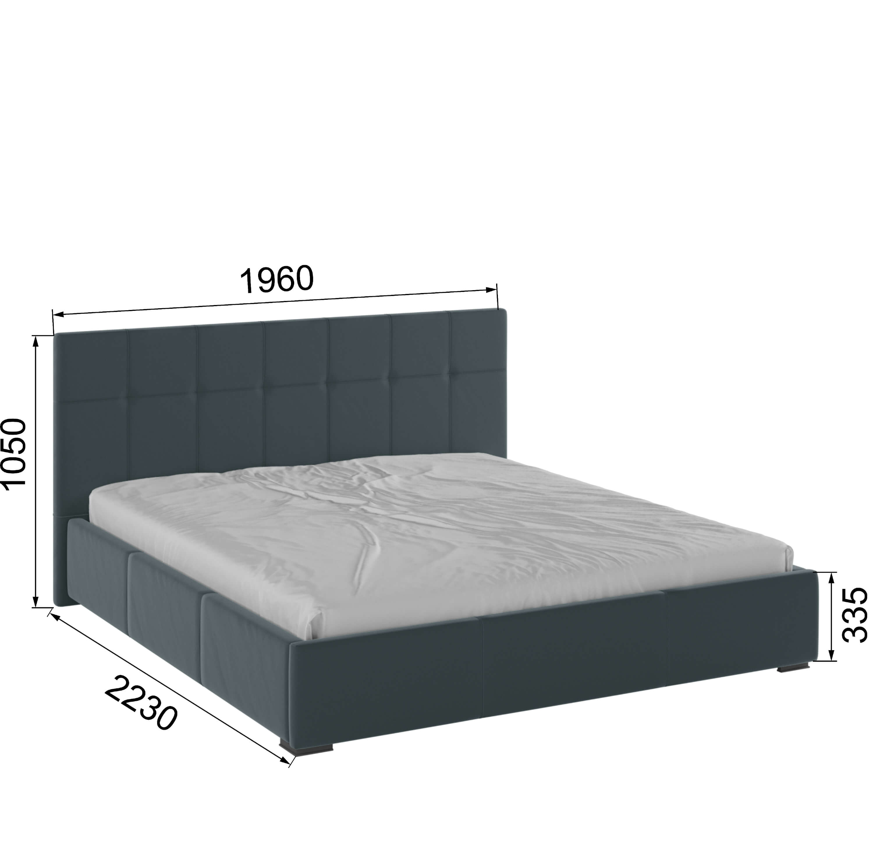 Корпус Рио интерьерной кровати (1,8м) серый квадрат