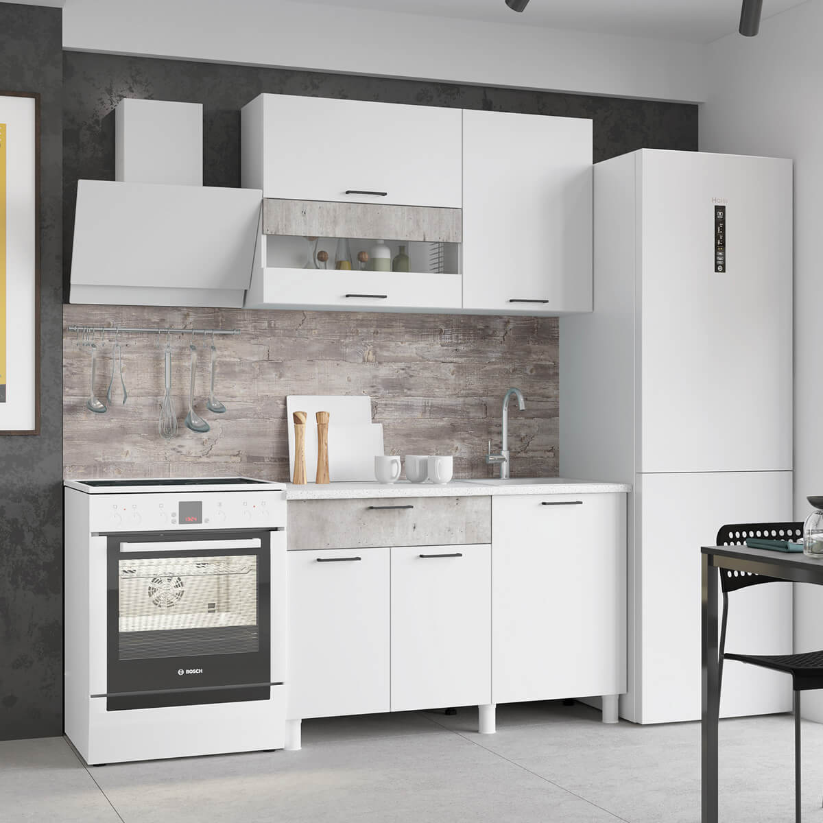 "Trend 1200" МДФ Белый эмалит - бетон лайт