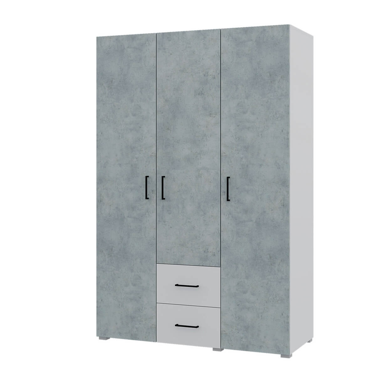 "Victor" Шкаф 3х. ств. 2 ящ. (Белый - бетон)