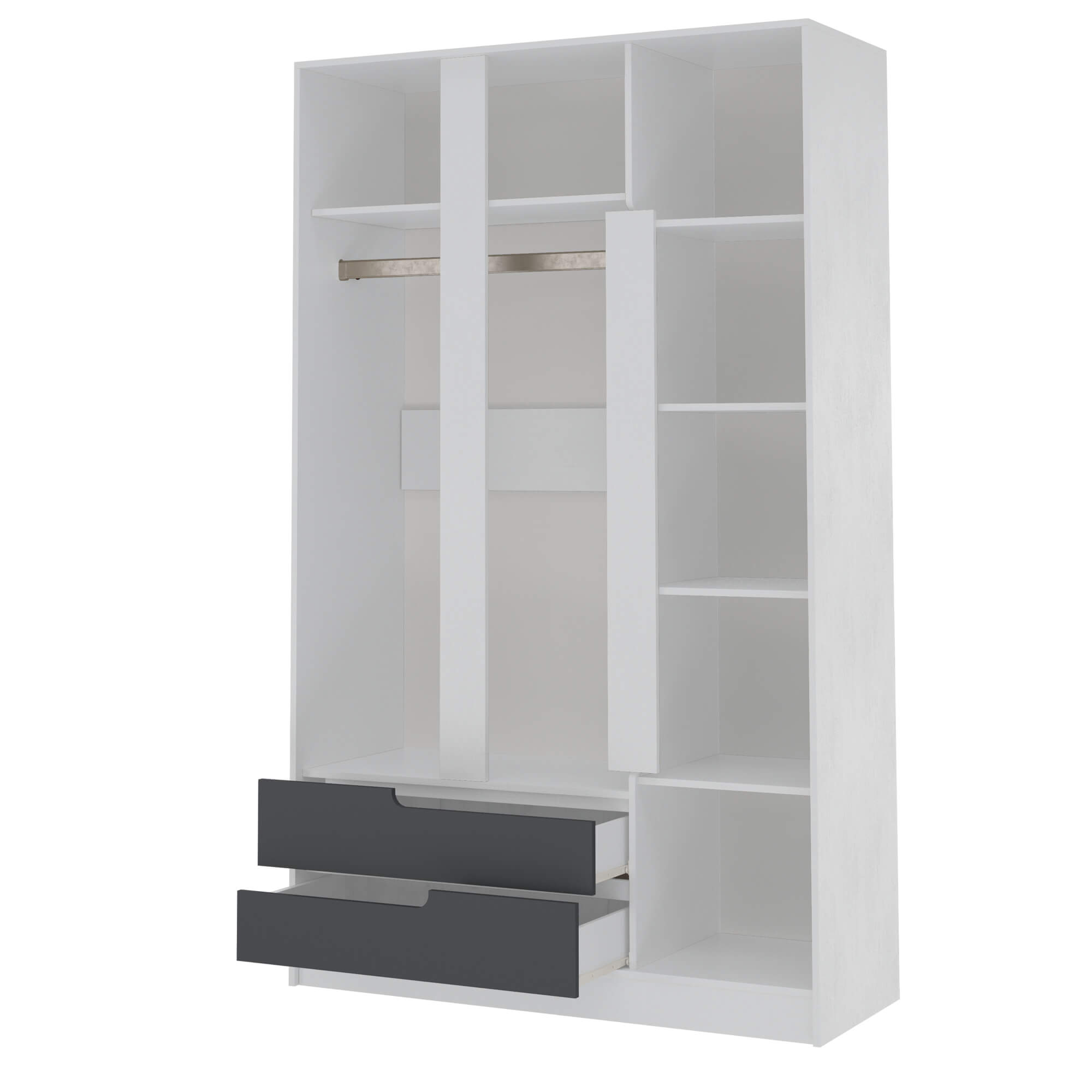 Спальня Гавана шкаф 3х ств. белый/графит серый