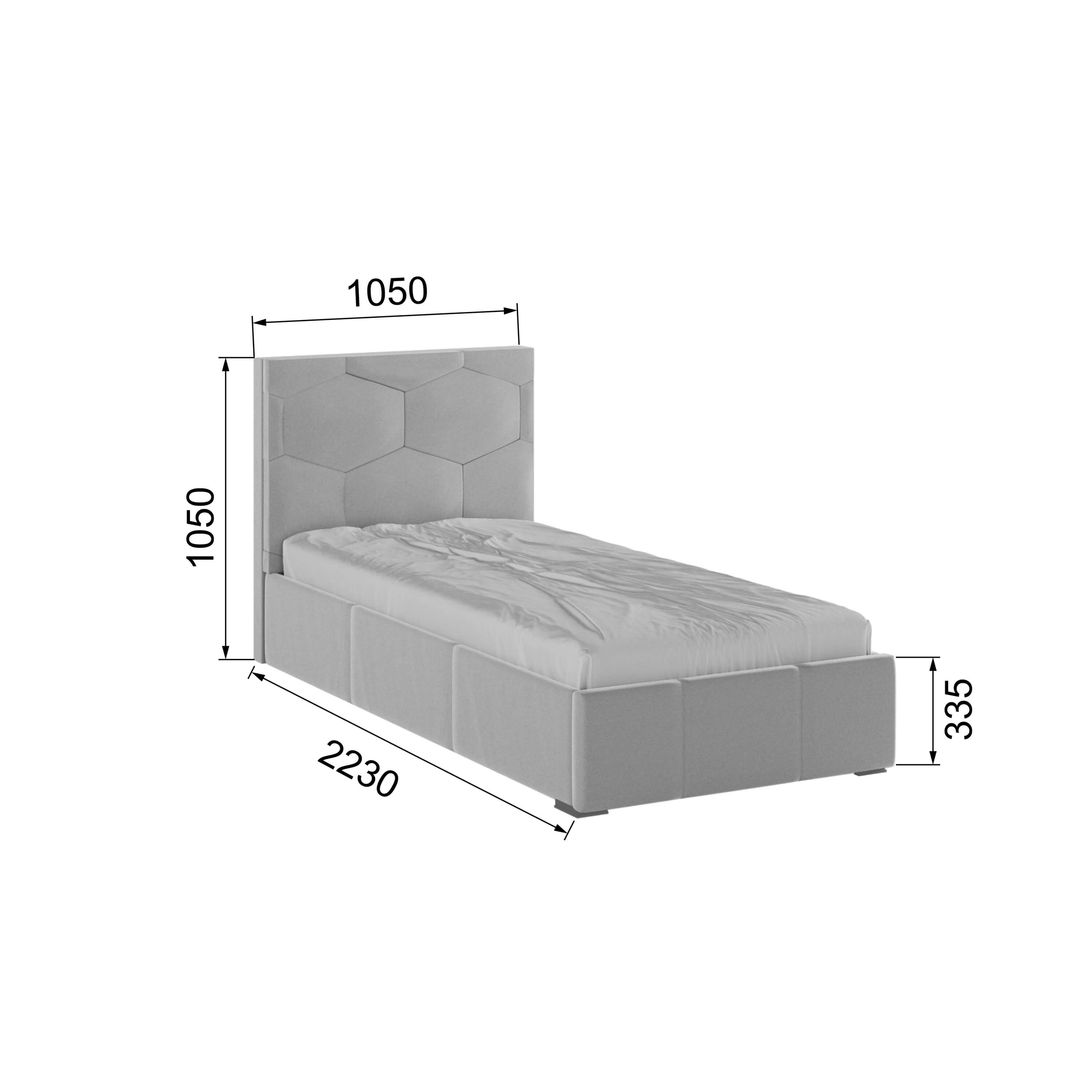 Корпус Манука интерьерной кровати (0,9м) светло-серый