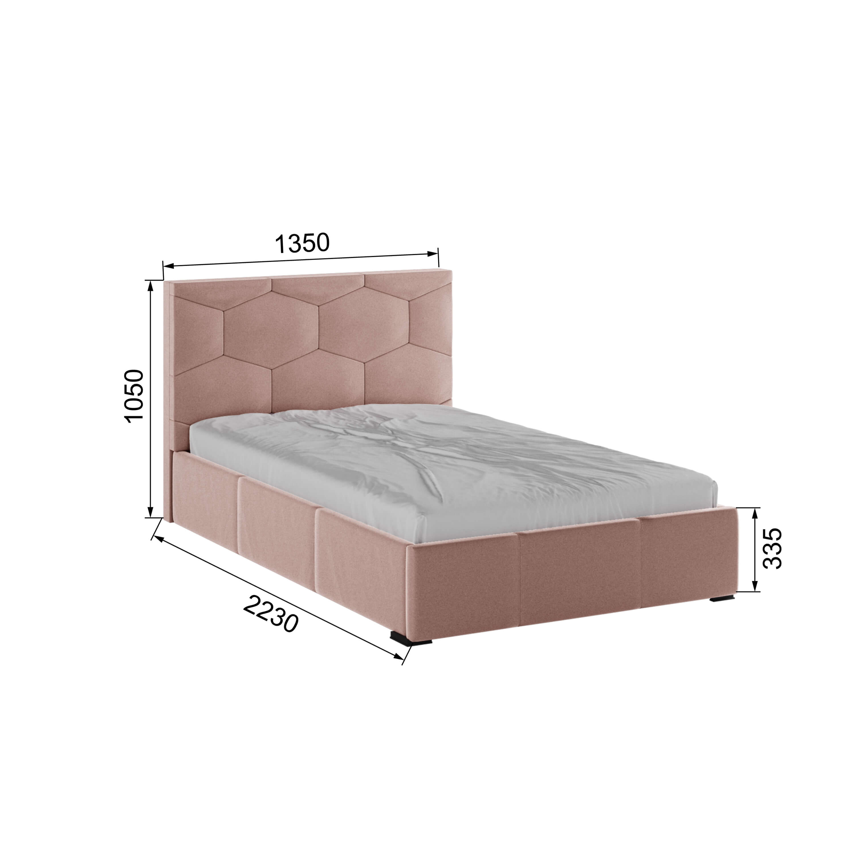 Корпус Манука интерьерной кровати (1,2м) пыльная роза