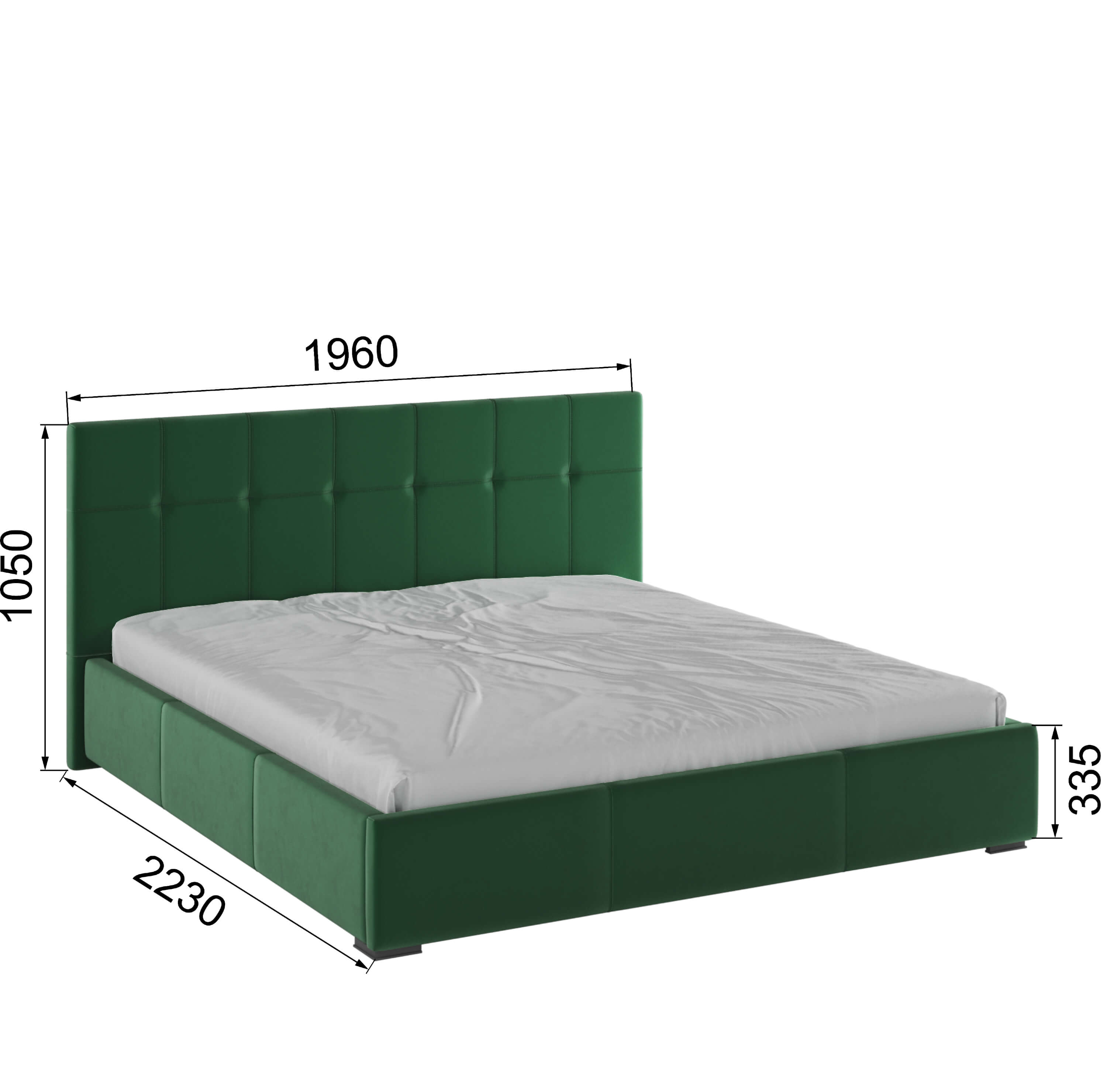 Корпус Рио интерьерной кровати (1,8м) изумруд квадрат