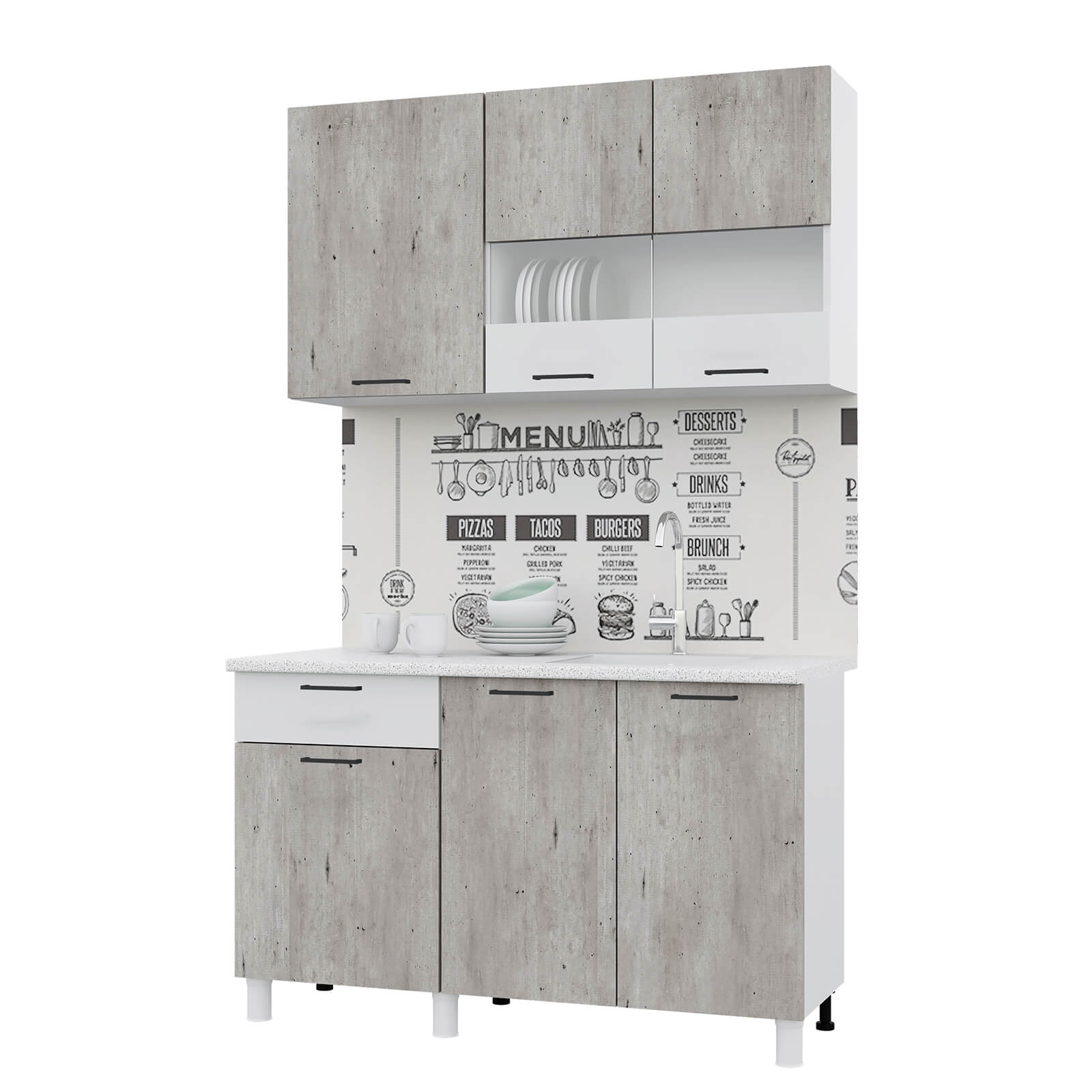 "Trend 1300" МДФ Белый эмалит - бетон лайт