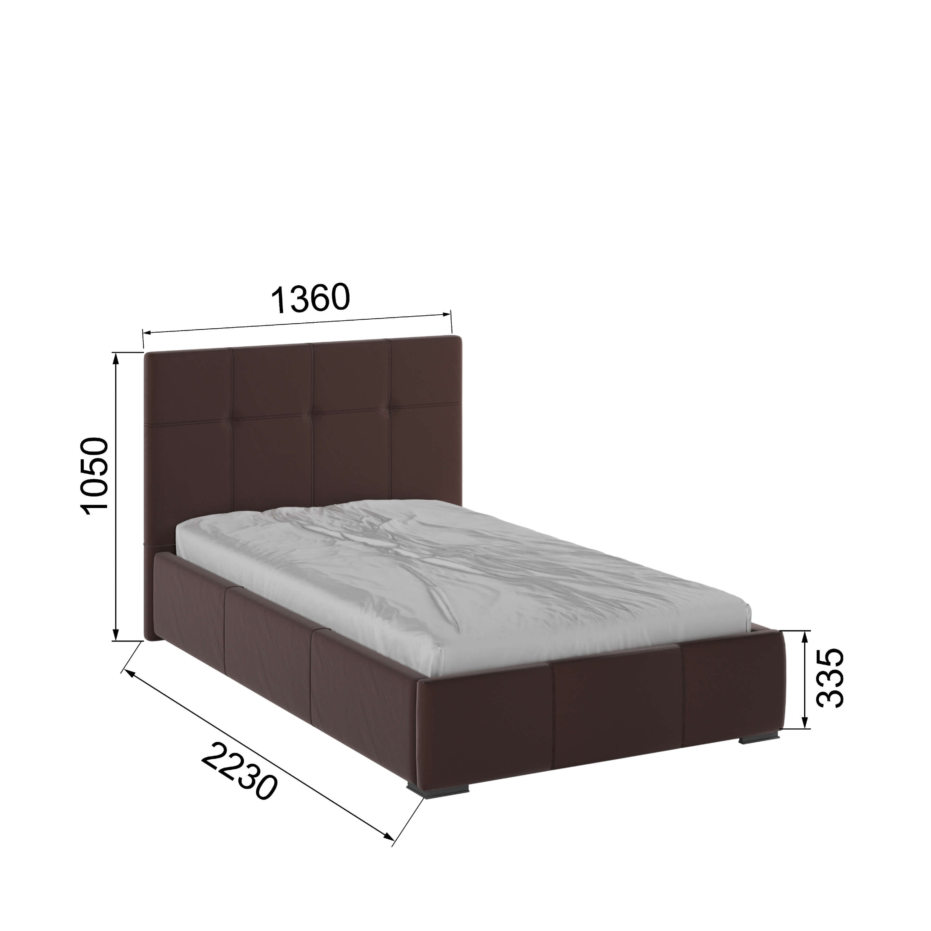 Корпус Рио интерьерной кровати (1,2м) коричневый квадрат