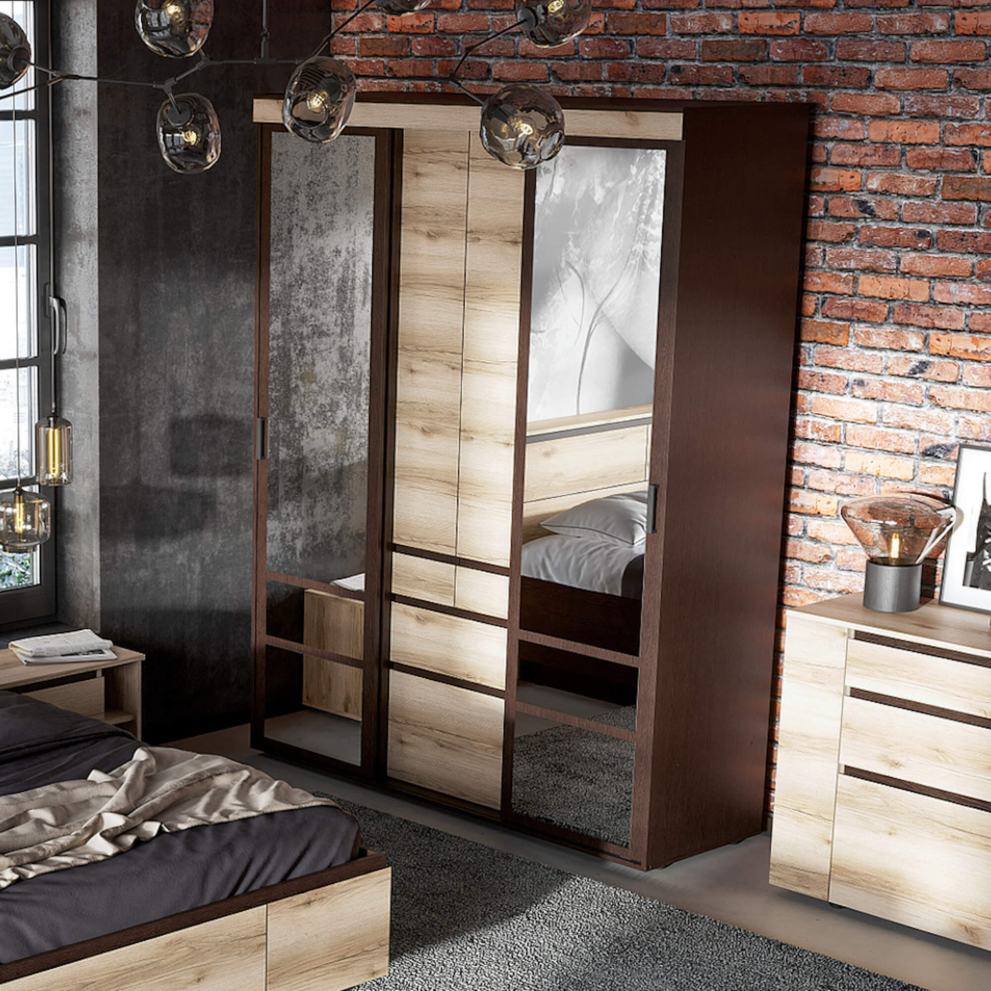 МС "Берген" Шкаф-купе (1,5м) (Дуб Венге/Дуб Делано)