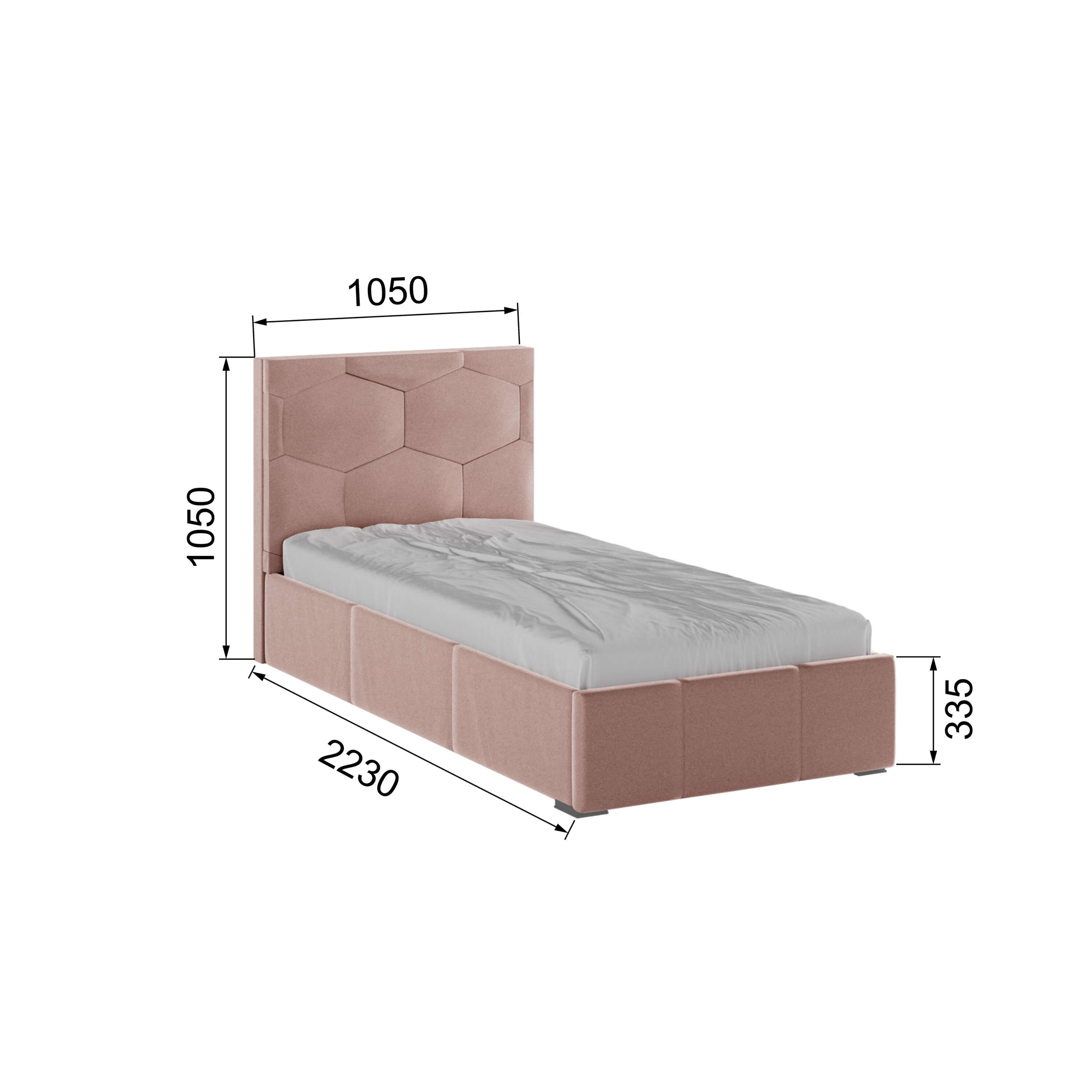 Корпус Манука интерьерной кровати (0,9м) пыльная роза