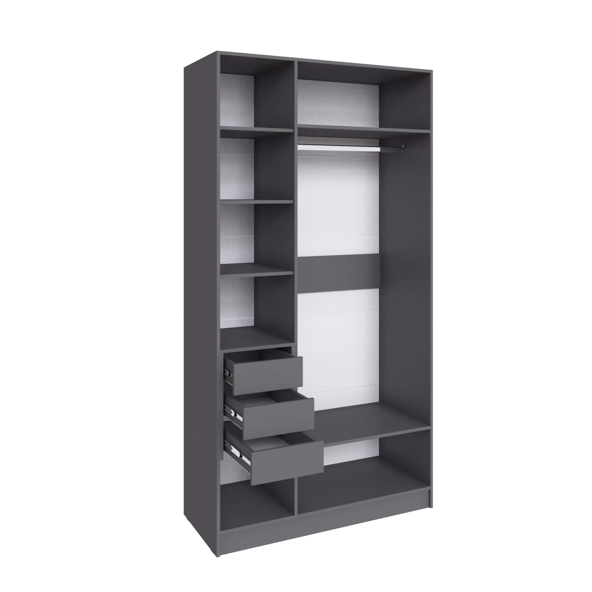 Шкаф Мадрид (1,2) с 3 ящ. внутри без зеркала графит серый