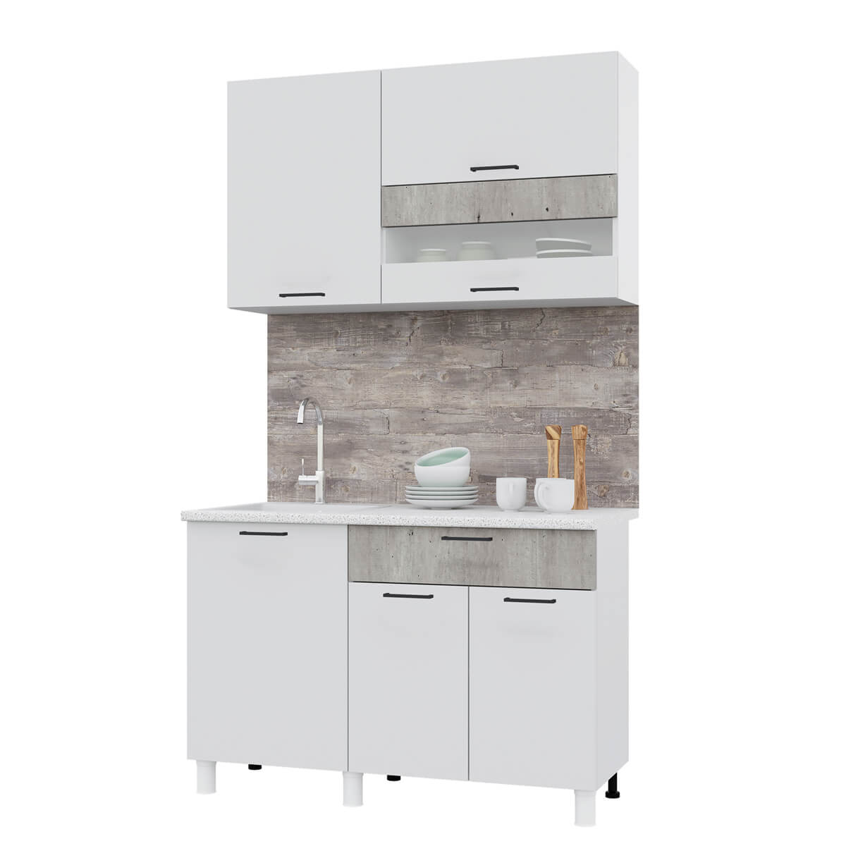 "Trend 1200" МДФ Белый эмалит - бетон лайт