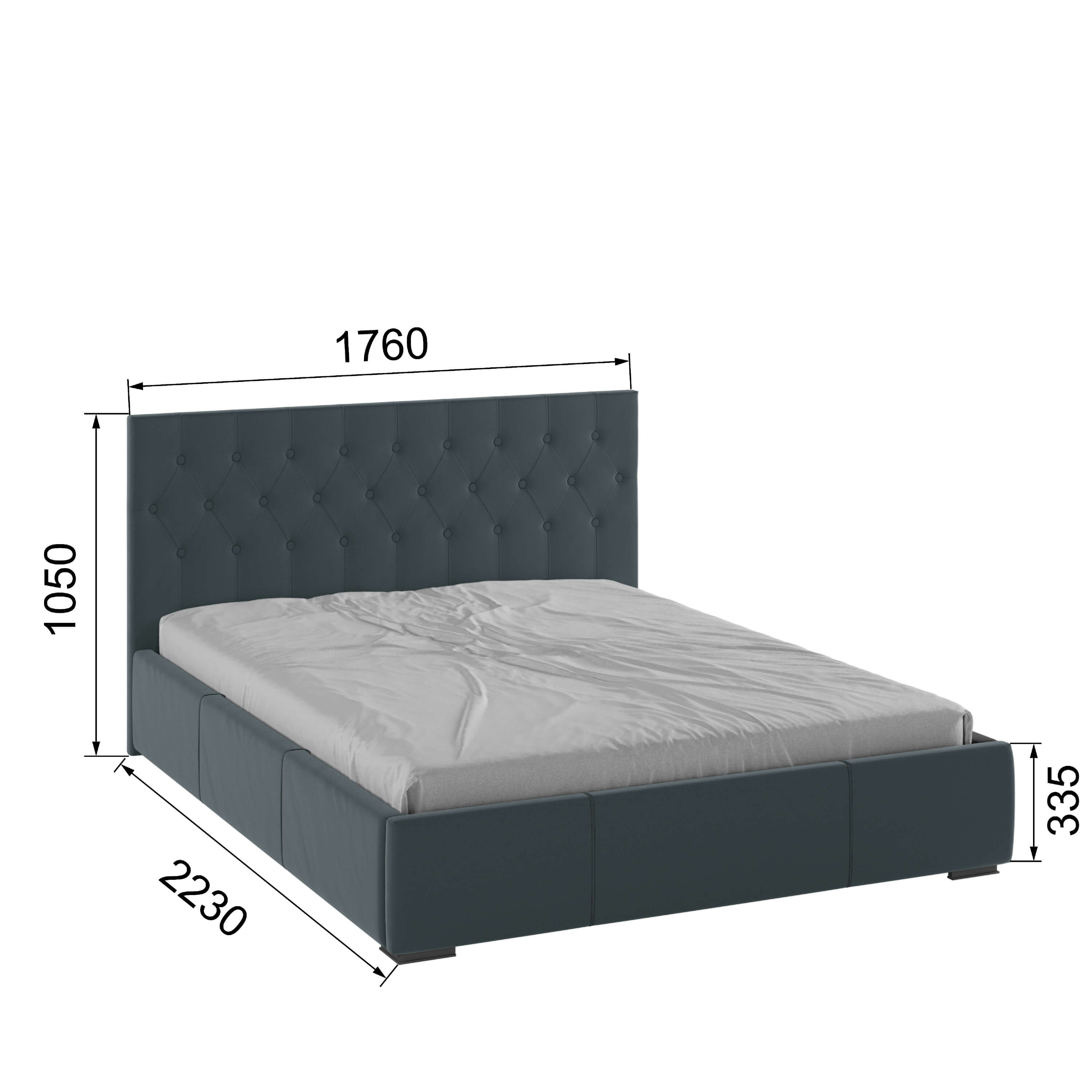 Корпус Октавия интерьерной кровати (1,6м) серый ромб