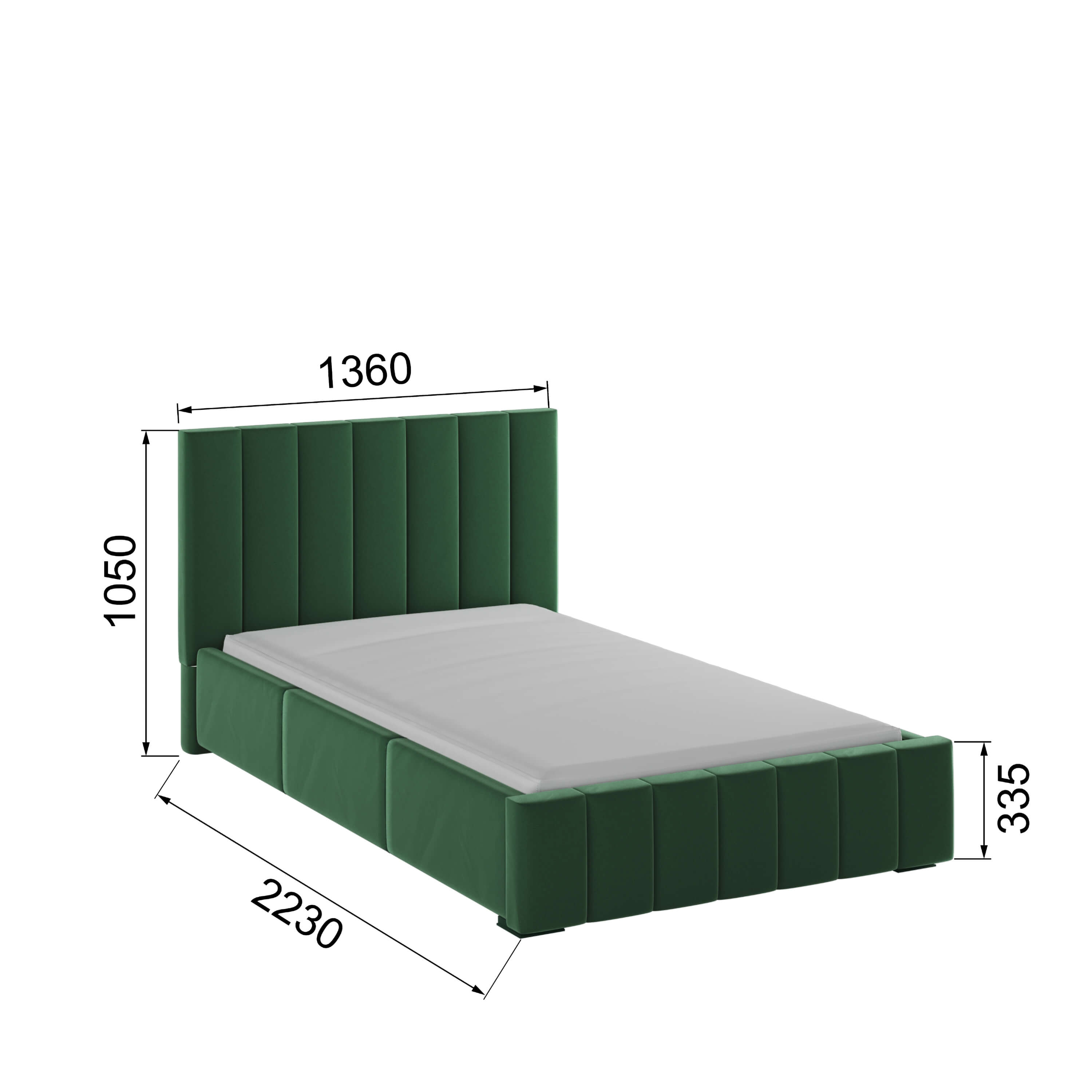 Корпус Нега интерьерной кровати (1,2м) изумруд