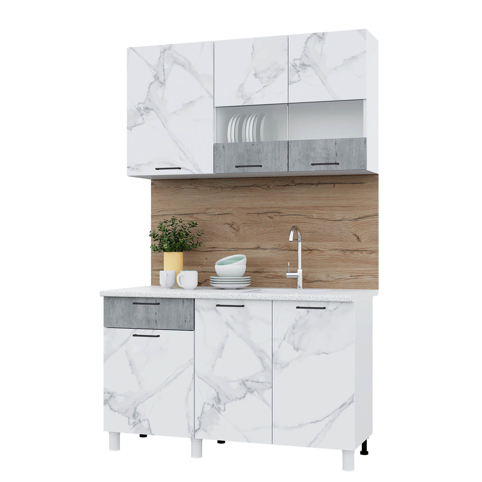 "Trend 1300" МДФ Мрамор арктик - бетон грей